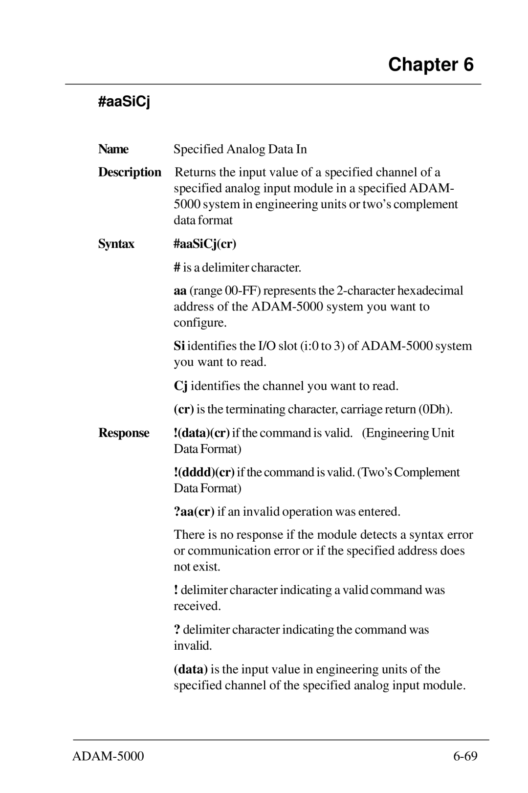 Advantech 5000 Series user manual Specified analog input module in a specified Adam 