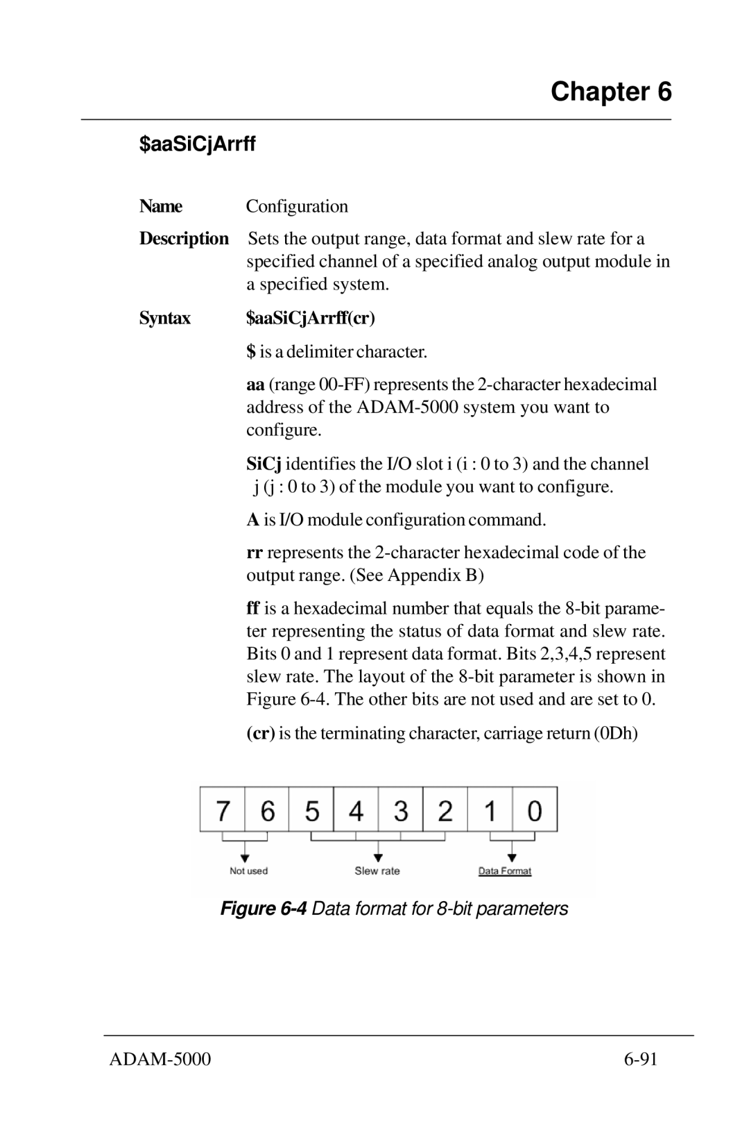 Advantech 5000 Series user manual Syntax $aaSiCjArrffcr 