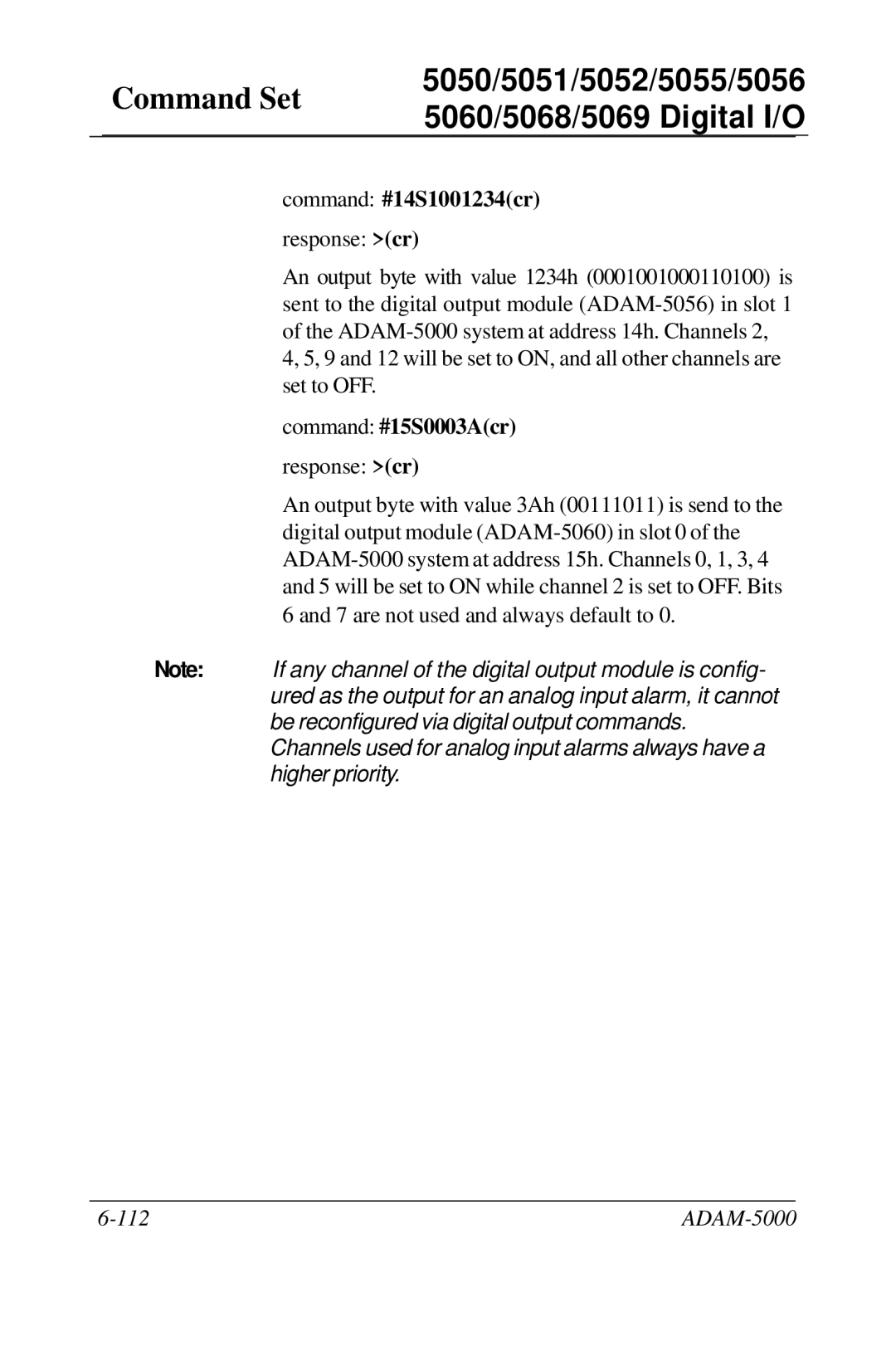 Advantech 5000 Series user manual Command #14S1001234cr, Command #15S0003Acr 