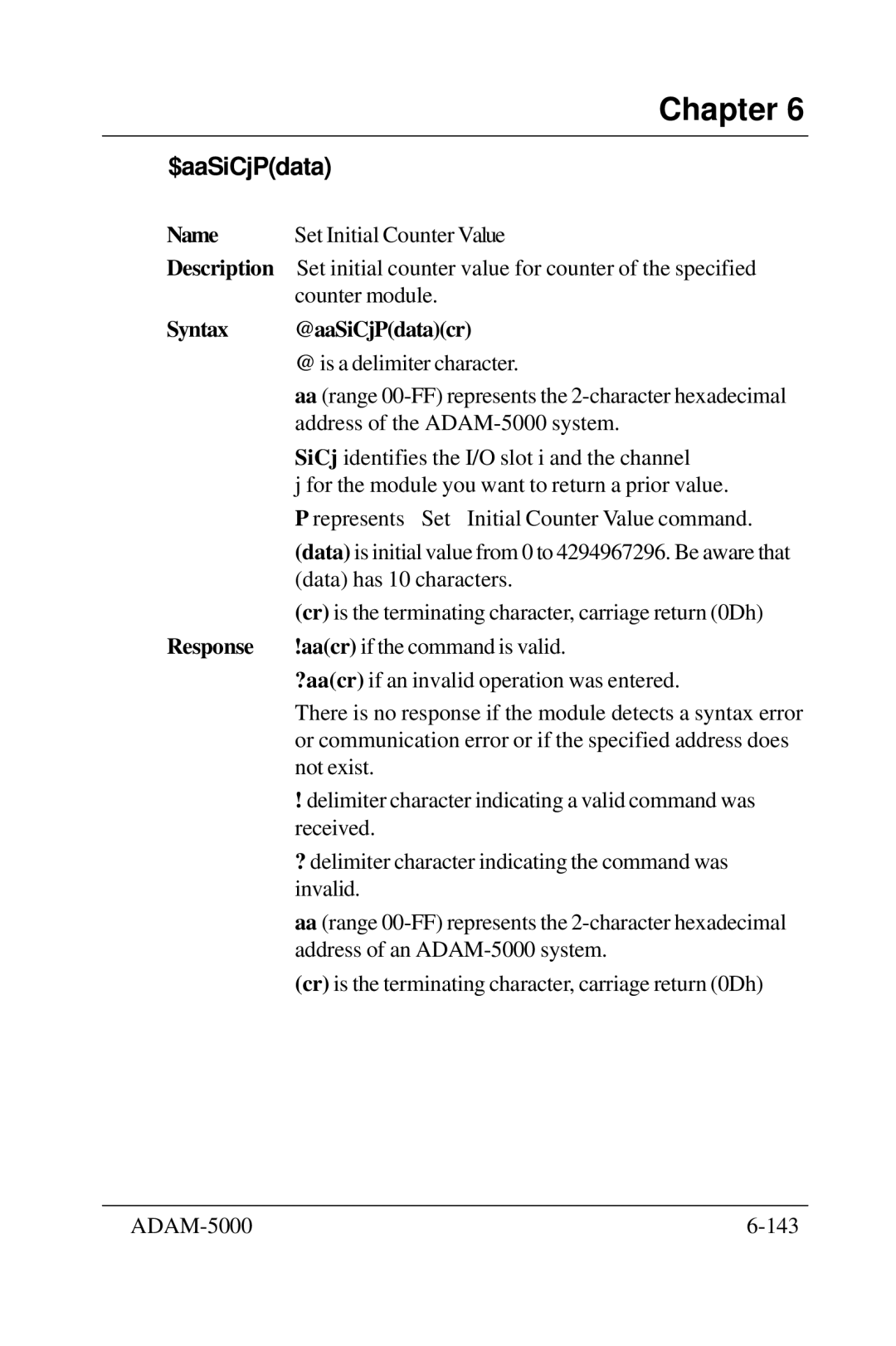 Advantech 5000 Series user manual $aaSiCjPdata, Syntax @aaSiCjPdatacr 