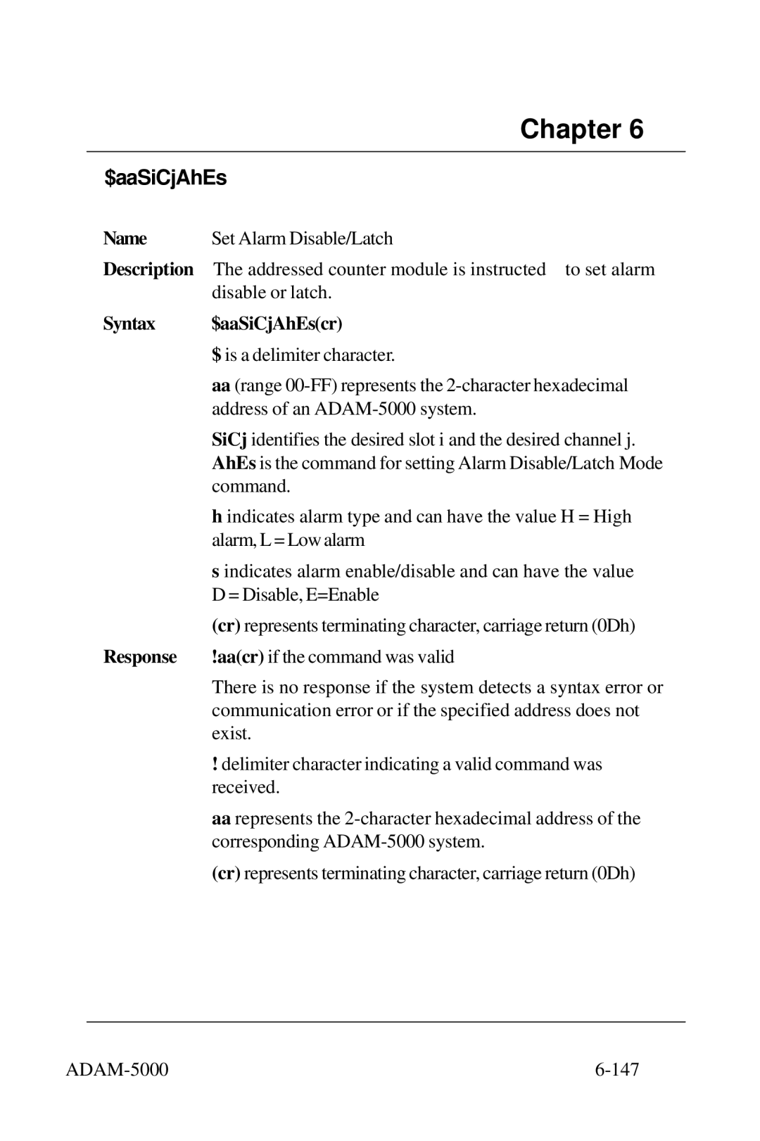 Advantech 5000 Series user manual Set Alarm Disable/Latch 