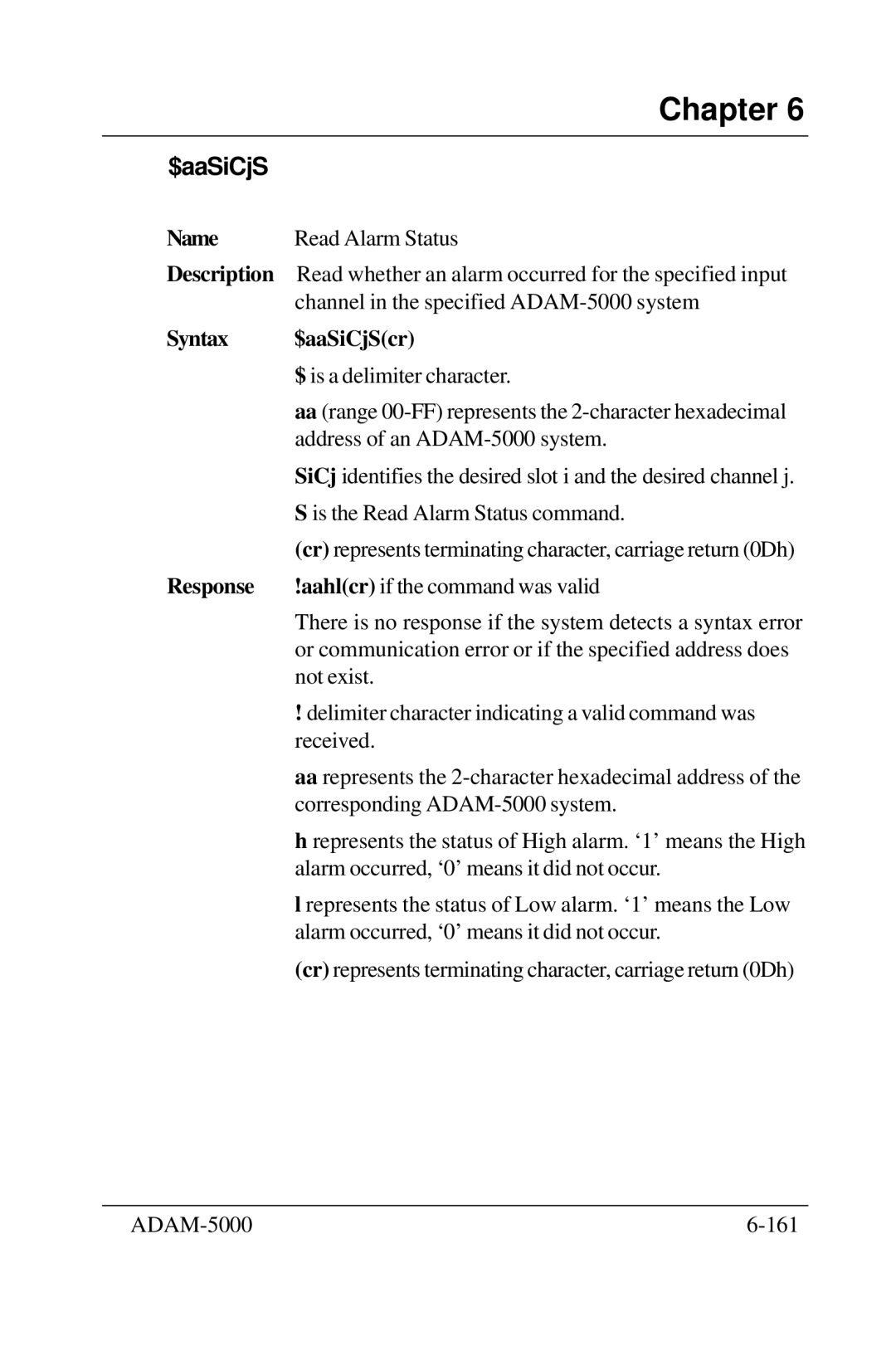 Advantech 5000 Series user manual Alarm occurred, ‘0’ means it did not occur 