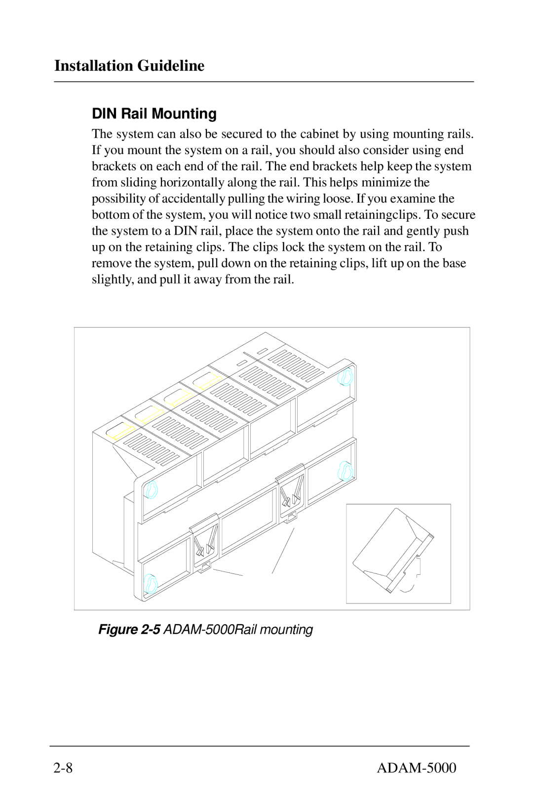 Advantech 5000 Series user manual DIN Rail Mounting, ADAM-5000Rail mounting 