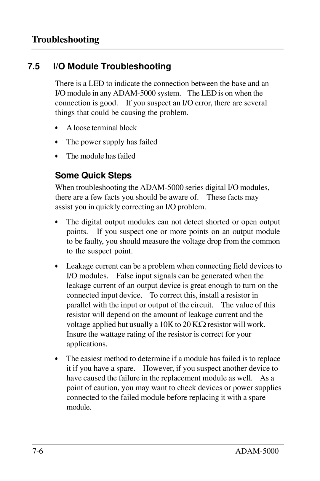 Advantech 5000 Series user manual I/O Module Troubleshooting, Some Quick Steps 