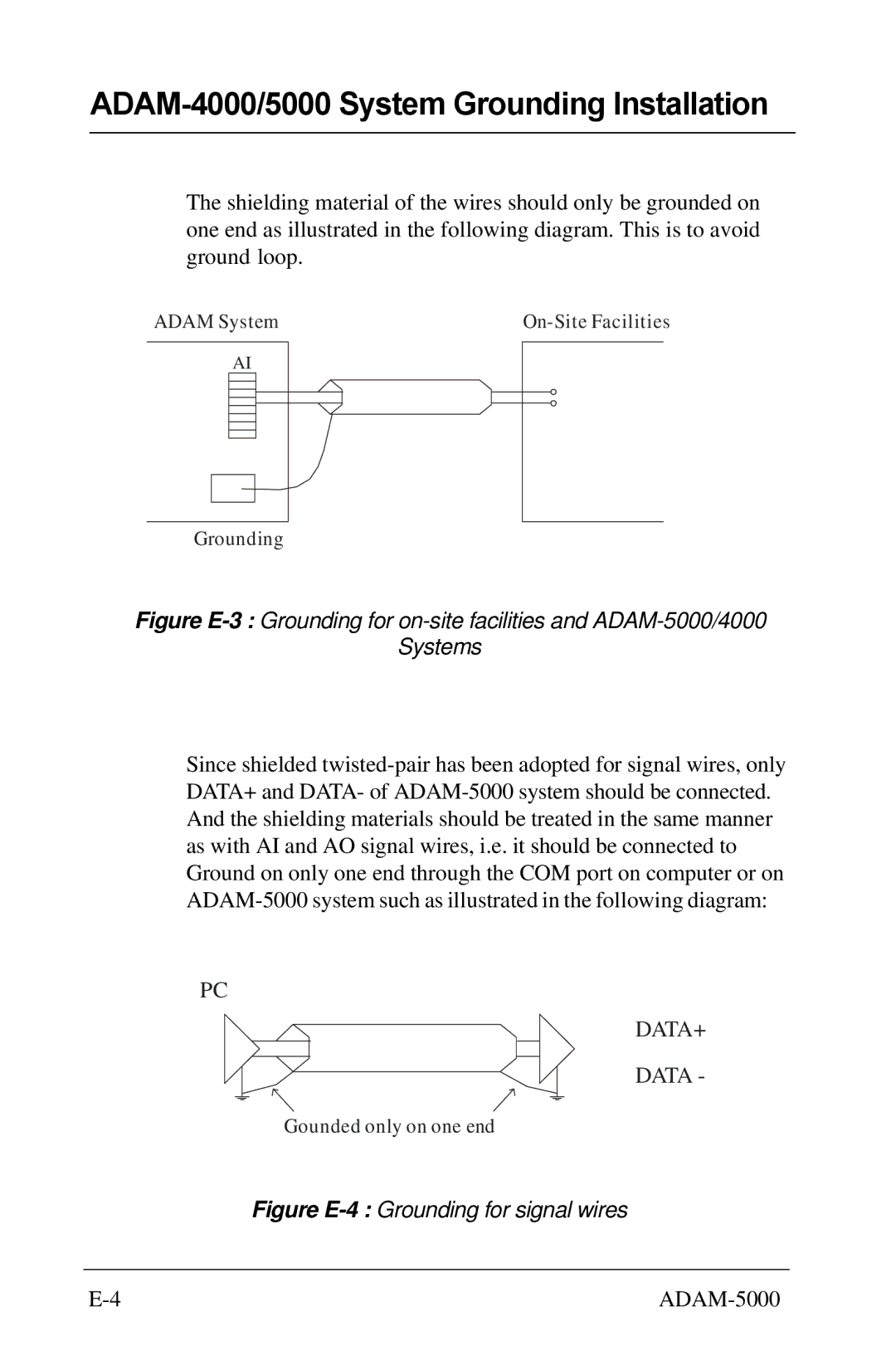 Advantech 5000 Series user manual Figure E-4 Grounding for signal wires 