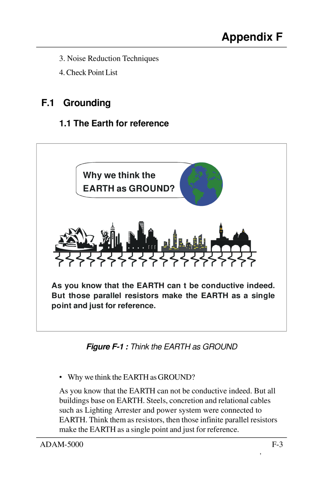 Advantech 5000 Series user manual Appendix F, Grounding, Earth for reference 
