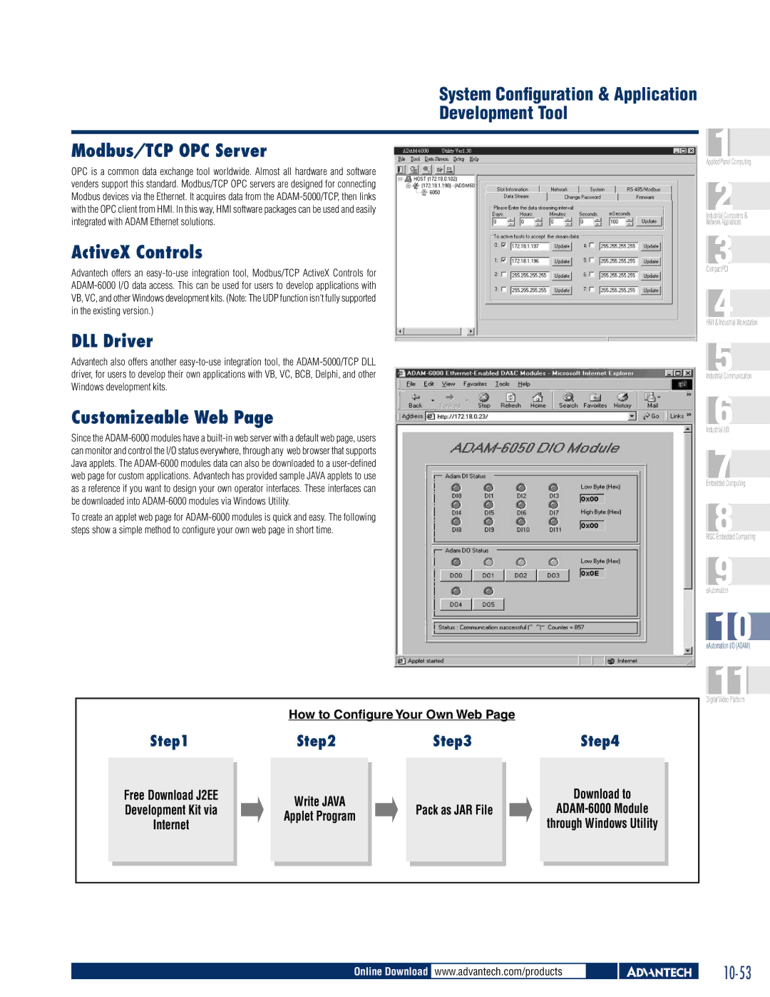 Advantech 6000 manual ActiveX Controls, DLL Driver, Customizeable Web 