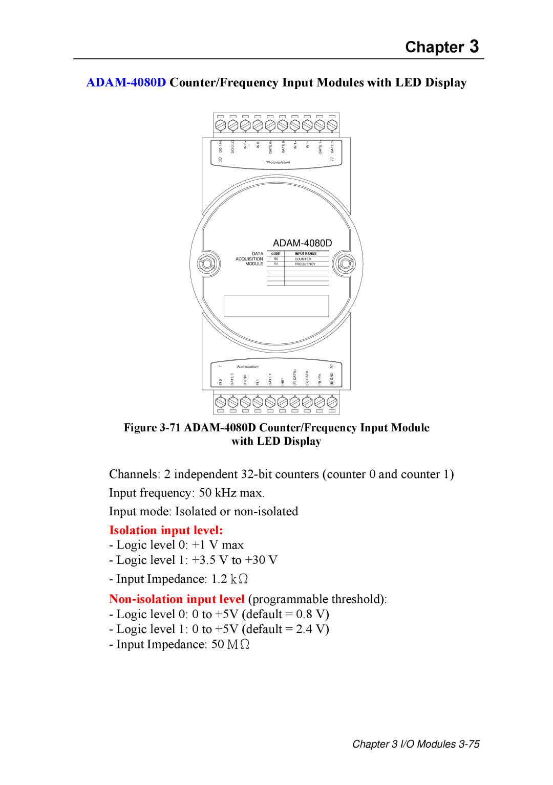 Advantech ADAM 4000 user manual ADAM-4080DCounter/Frequency Input Modules with LED Display 