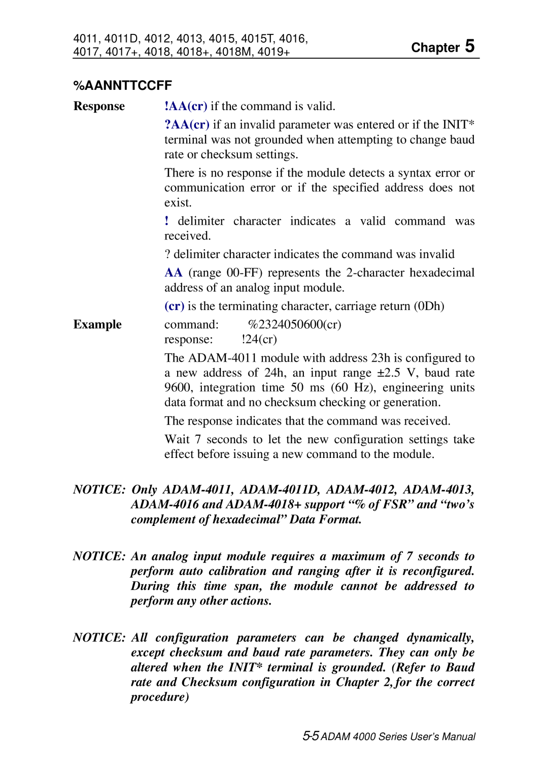 Advantech ADAM 4000 user manual Response, Example 