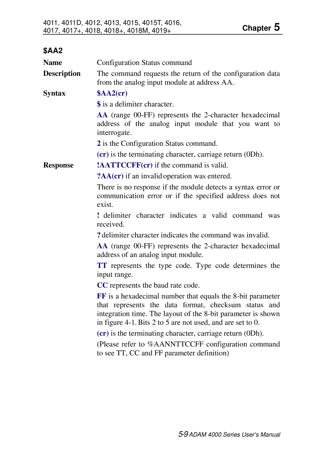 Advantech ADAM 4000 user manual $AA2cr 