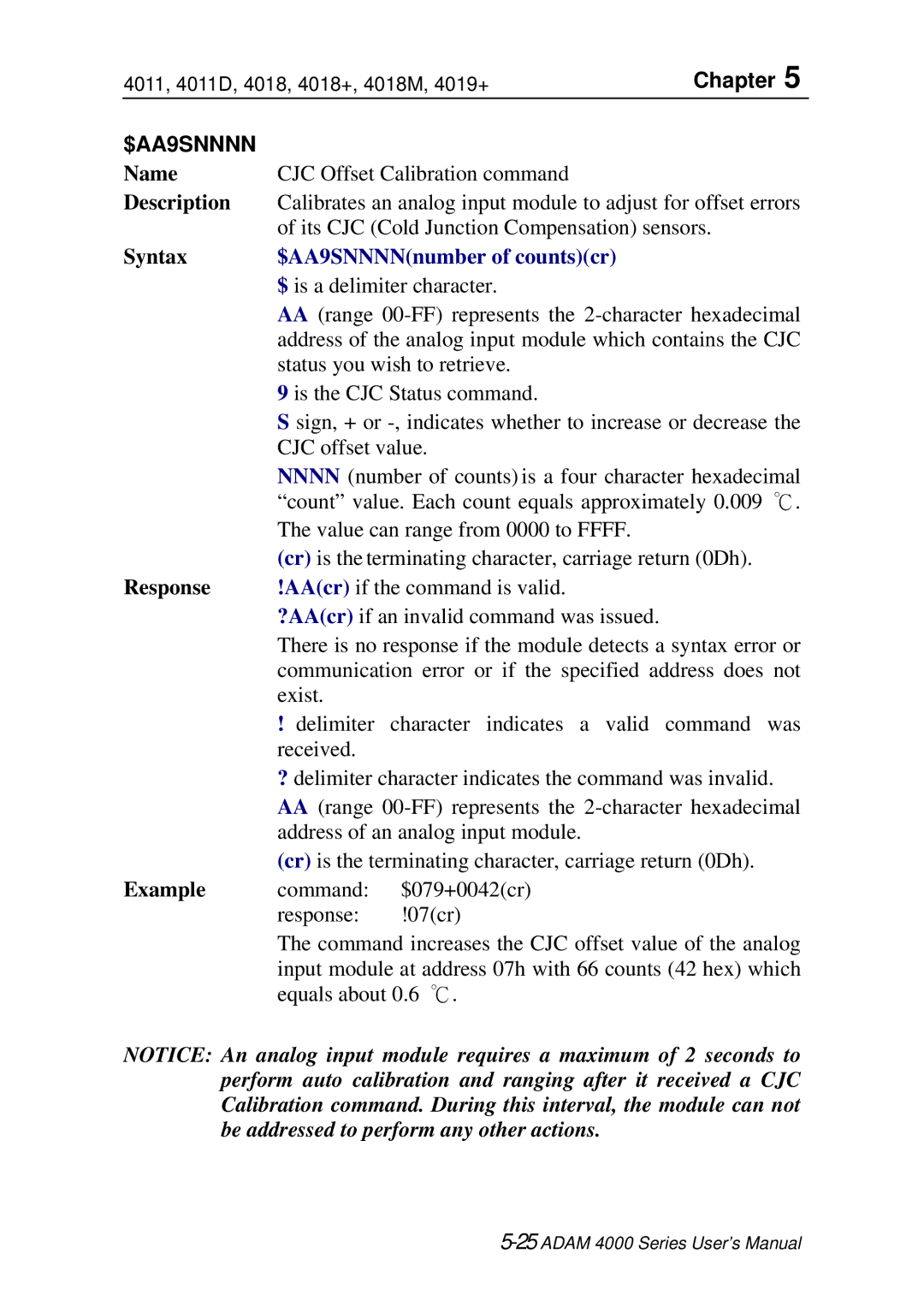 Advantech ADAM 4000 user manual $AA9SNNNNnumber of countscr 