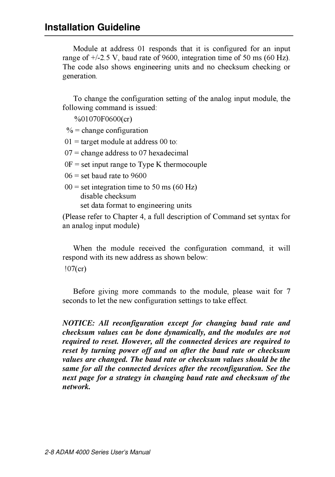 Advantech ADAM 4000 user manual Installation Guideline 