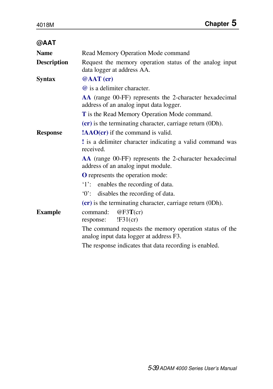 Advantech ADAM 4000 user manual @Aat, @AAT cr 