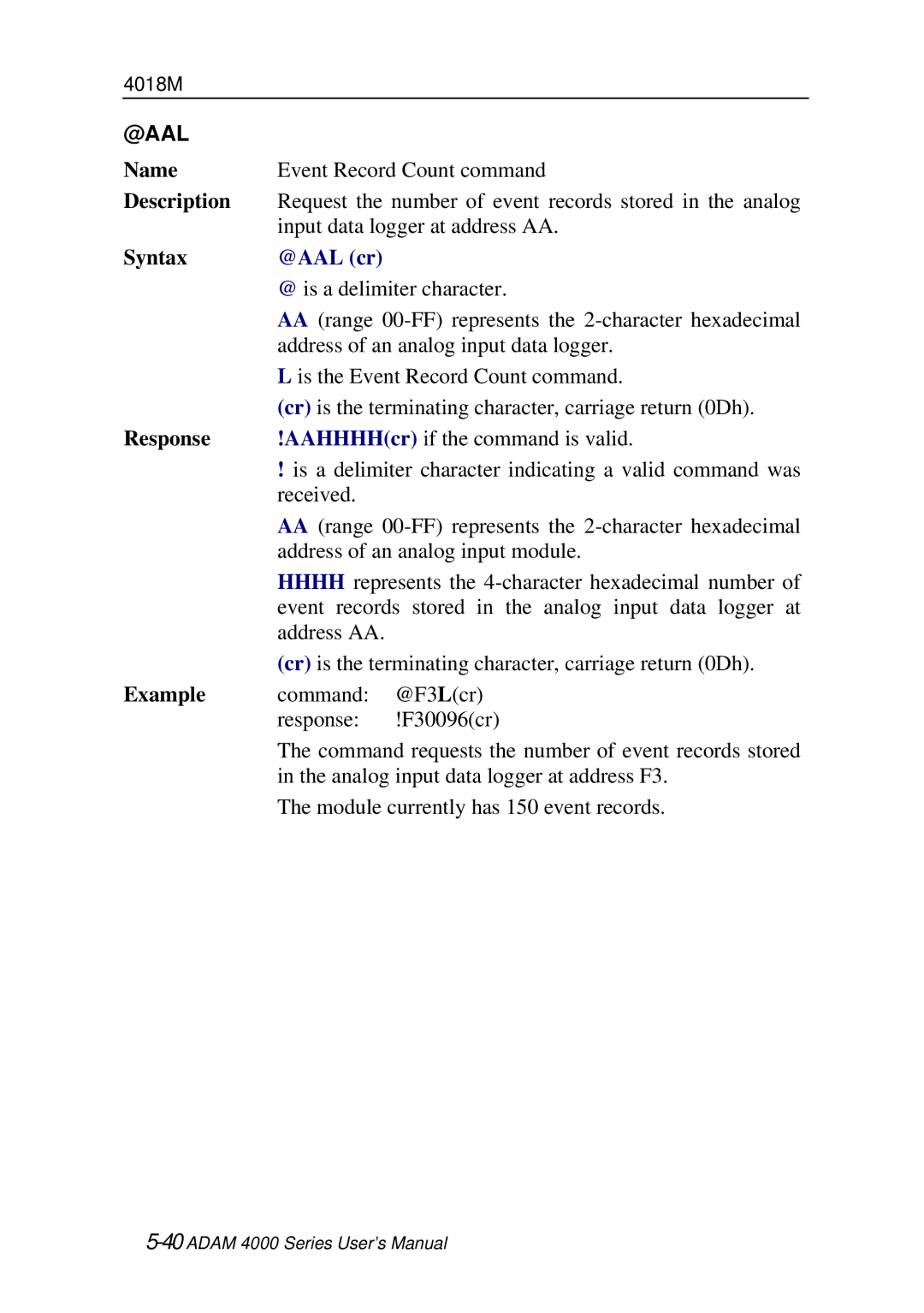 Advantech ADAM 4000 user manual @Aal, @AAL cr 