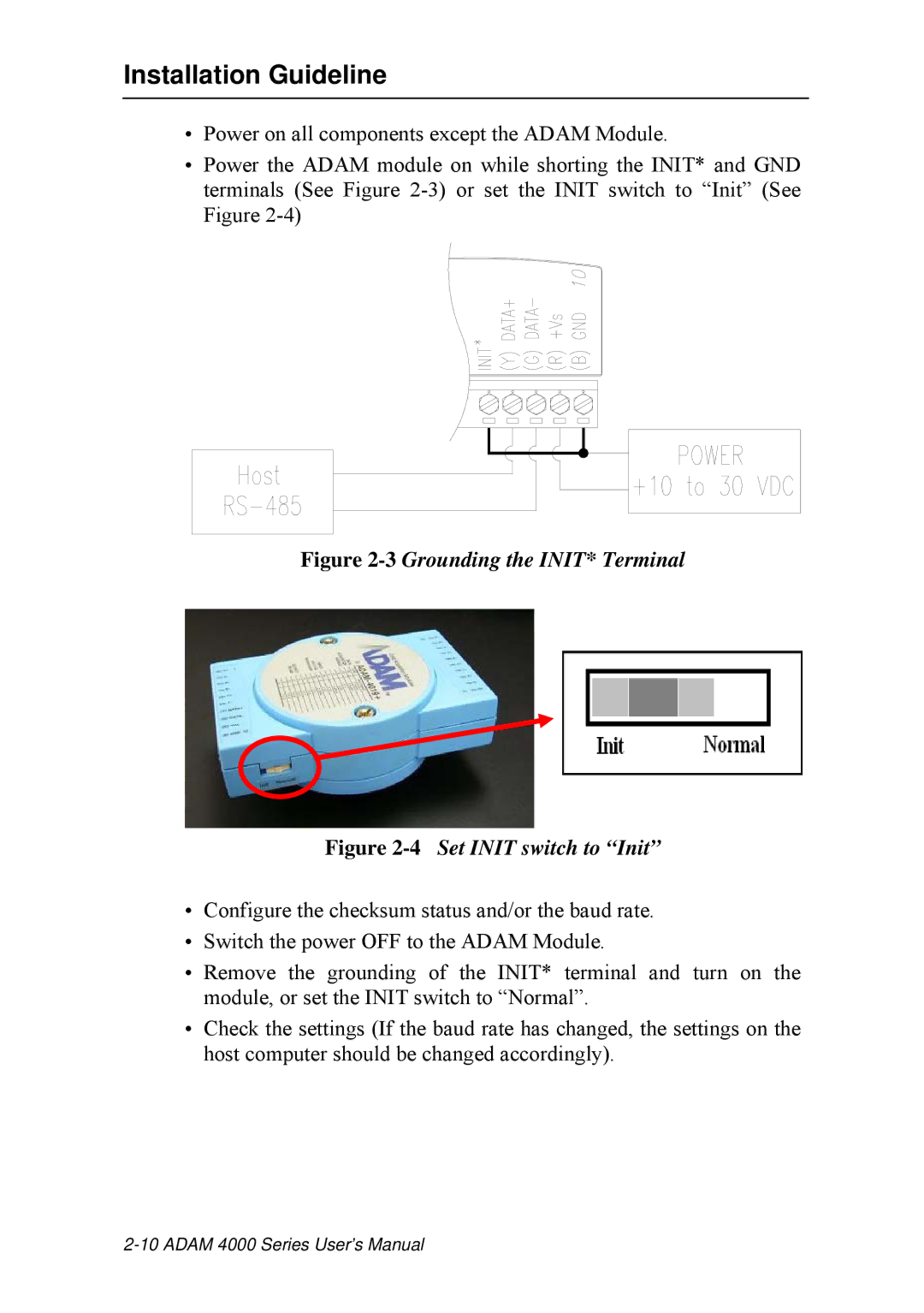 Advantech ADAM 4000 user manual 3Grounding the INIT* Terminal 