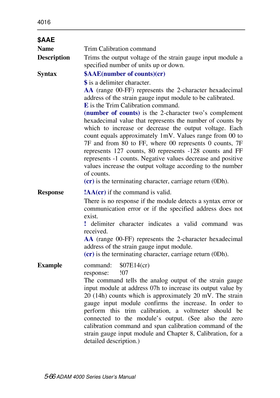 Advantech ADAM 4000 user manual $Aae, $AAEnumber of countscr 