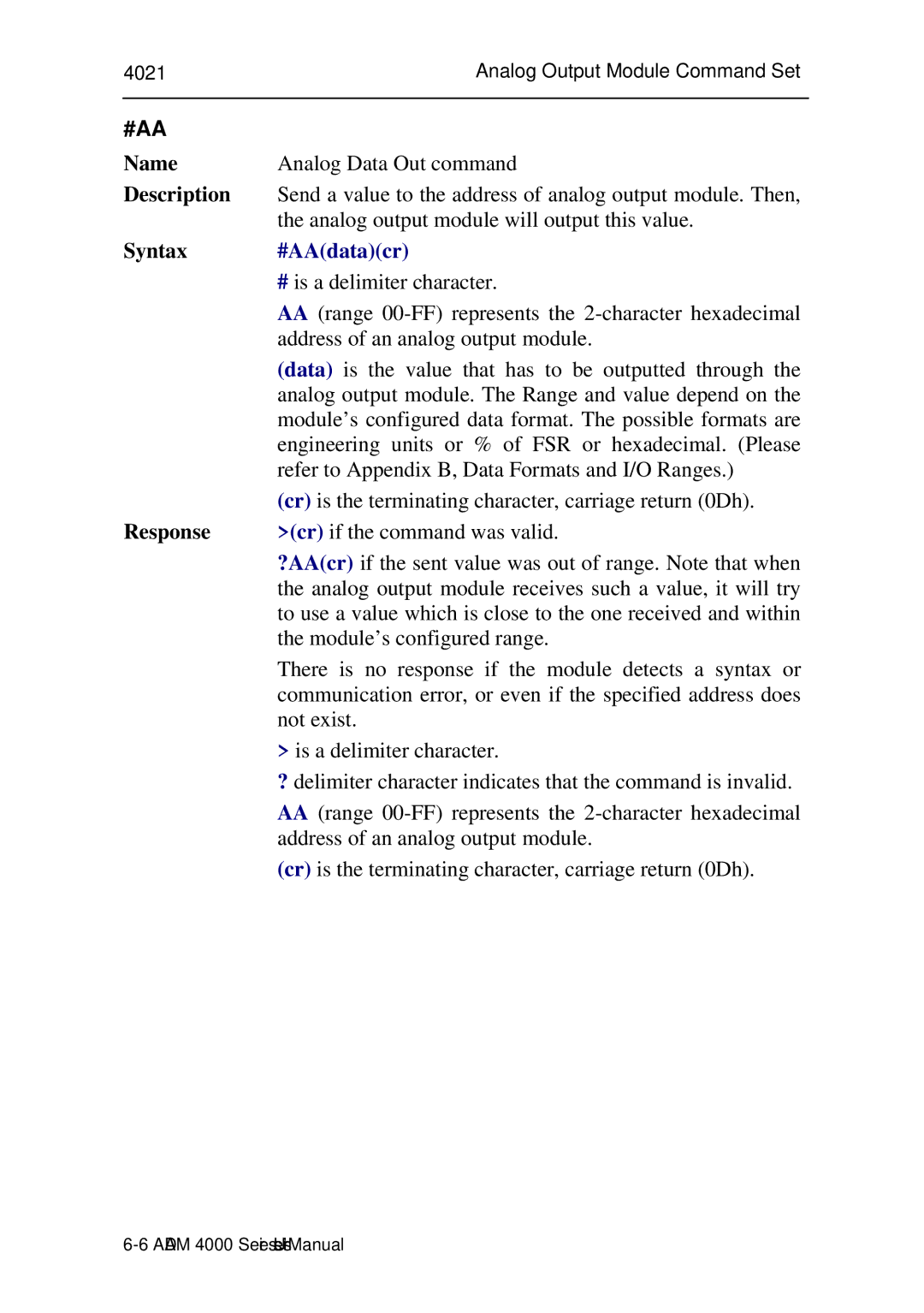 Advantech ADAM 4000 user manual #Aa, #AAdatacr 