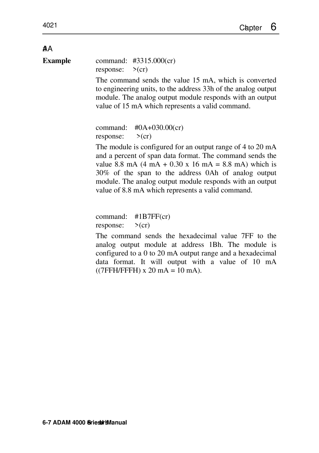 Advantech ADAM 4000 user manual Command #3315.000cr 