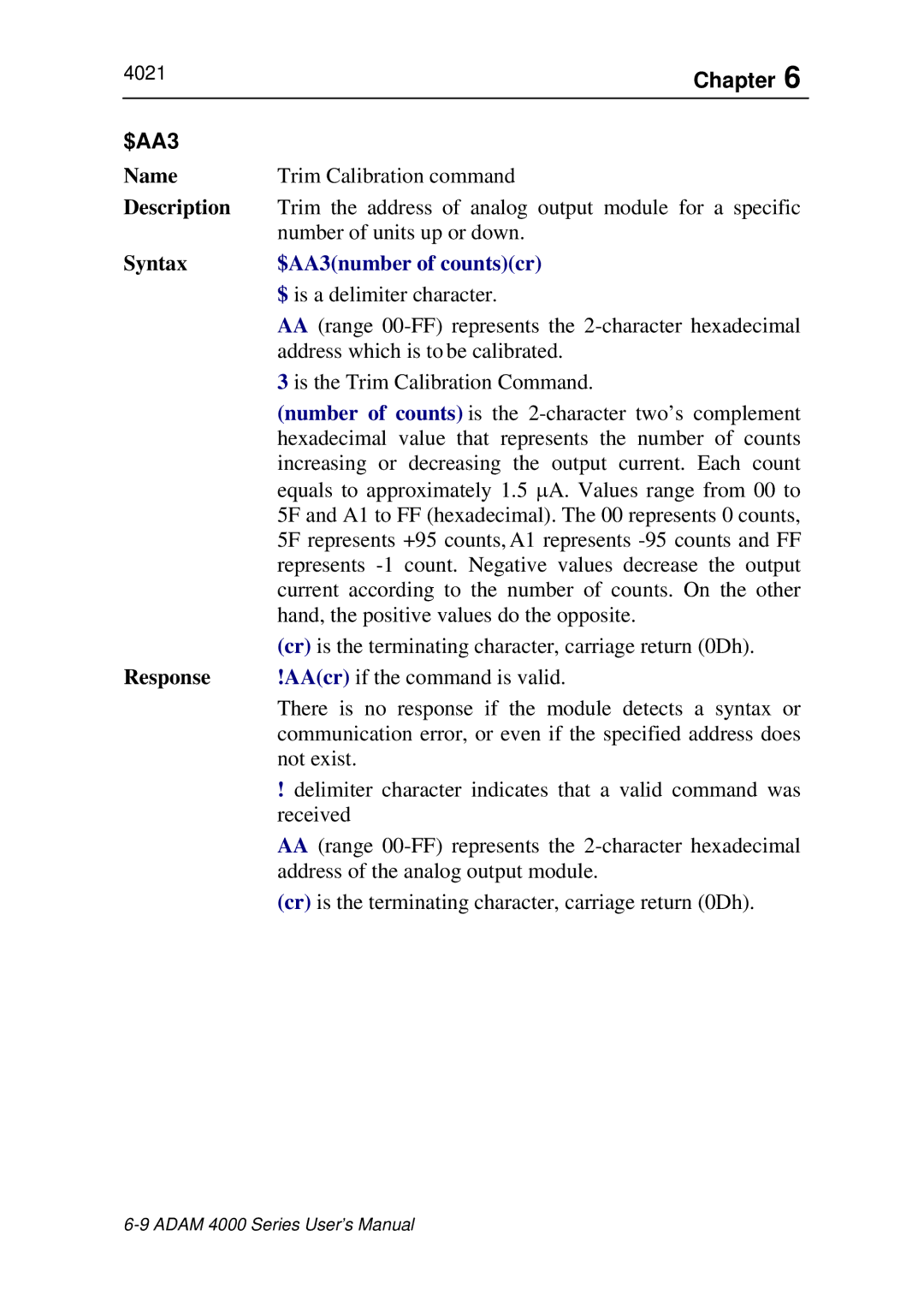 Advantech ADAM 4000 user manual $AA3number of countscr 