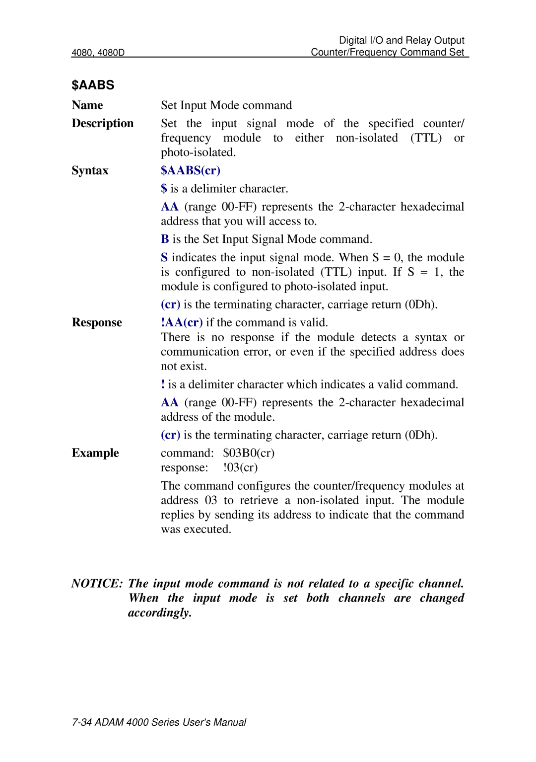 Advantech ADAM 4000 user manual $Aabs, $AABScr 