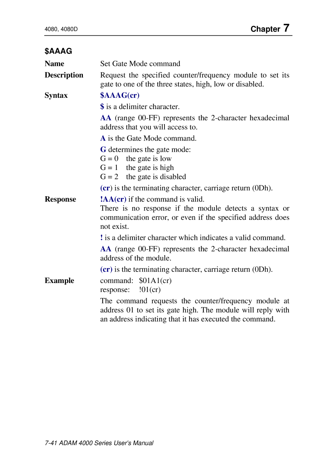 Advantech ADAM 4000 user manual $Aaag, $AAAGcr 