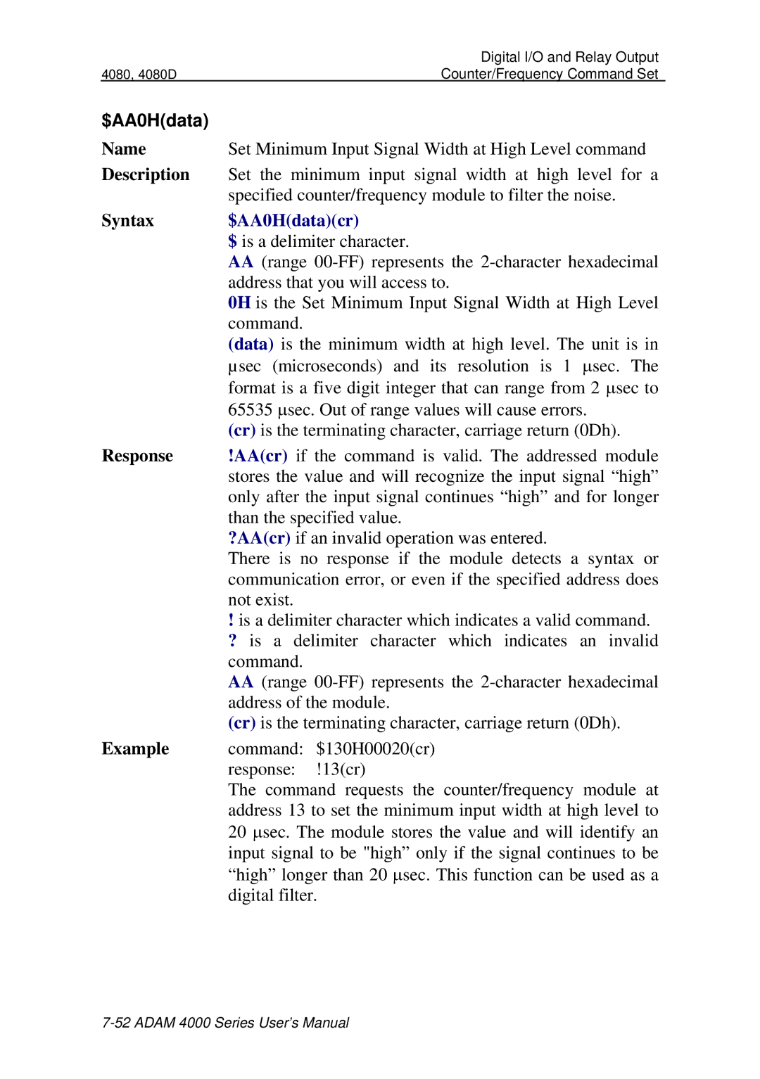 Advantech ADAM 4000 user manual $AA0Hdatacr 