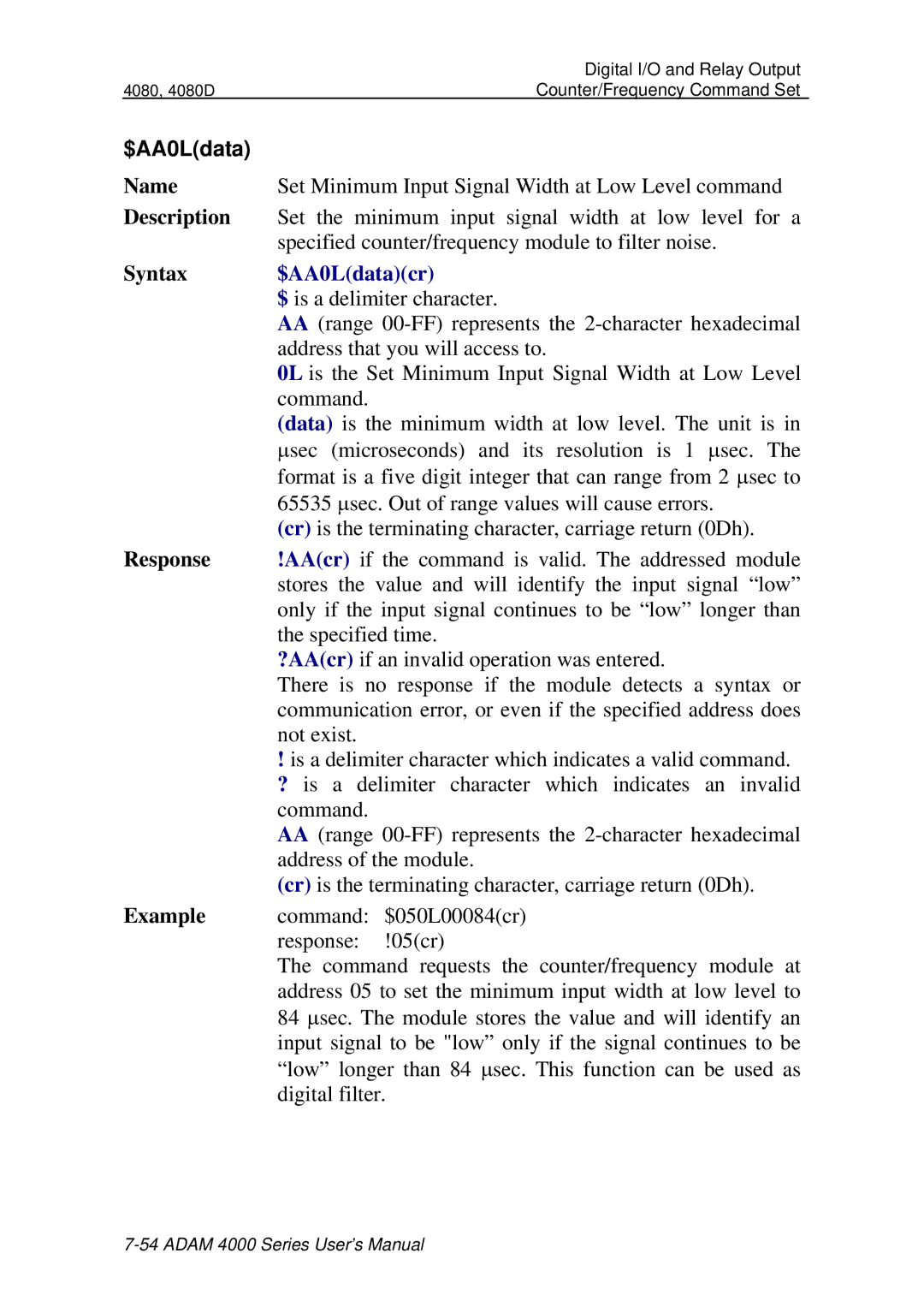 Advantech ADAM 4000 user manual $AA0Ldatacr 