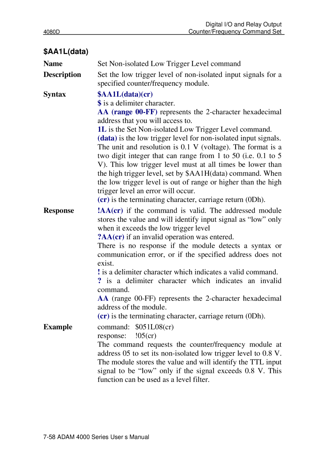 Advantech ADAM 4000 user manual $AA1Ldatacr 