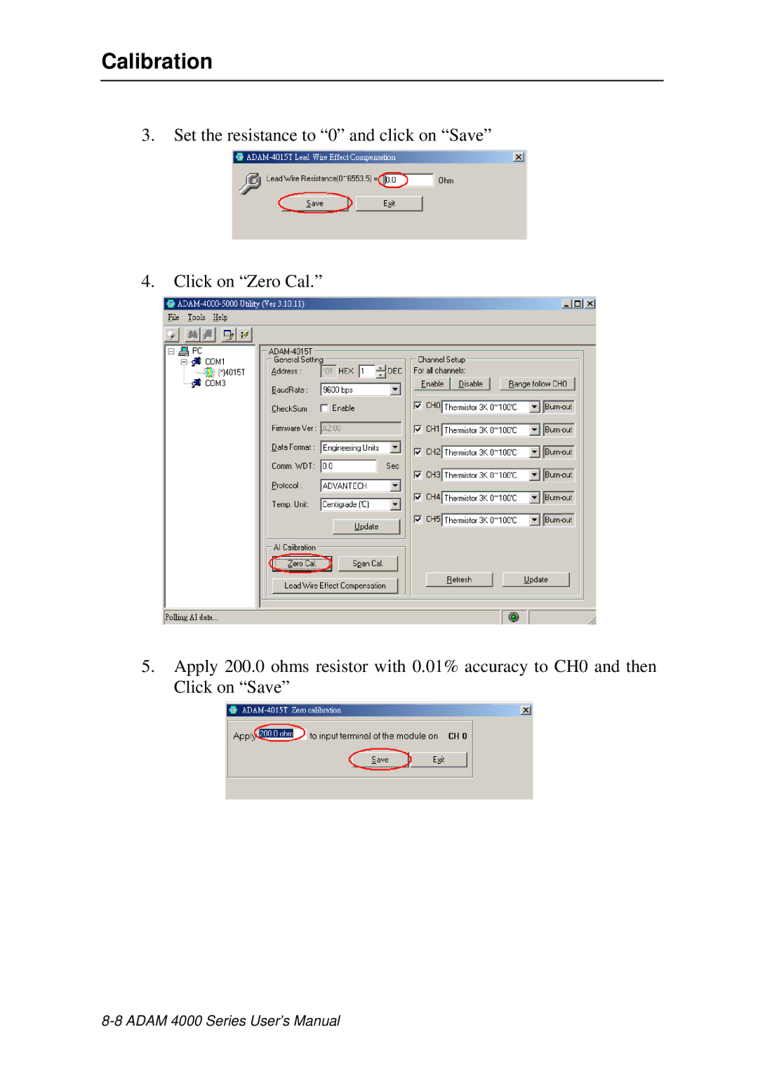 Advantech ADAM 4000 user manual Calibration 