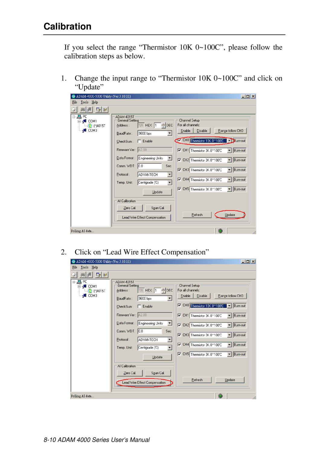 Advantech ADAM 4000 user manual Calibration 