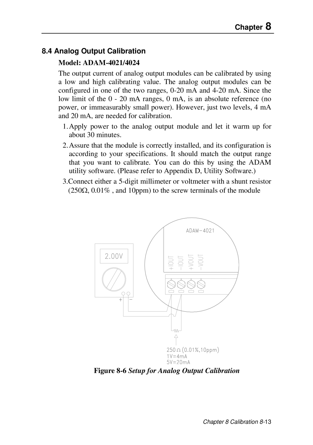 Advantech ADAM 4000 user manual Chapter Analog Output Calibration, Model ADAM-4021/4024 