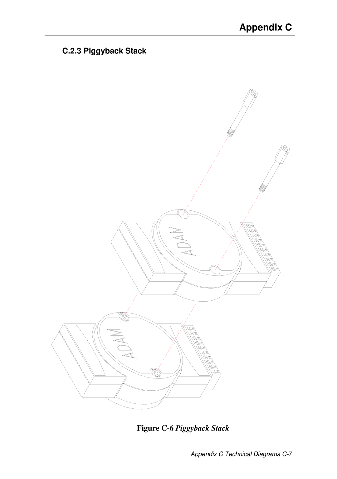 Advantech ADAM 4000 user manual Figure C-6Piggyback Stack 