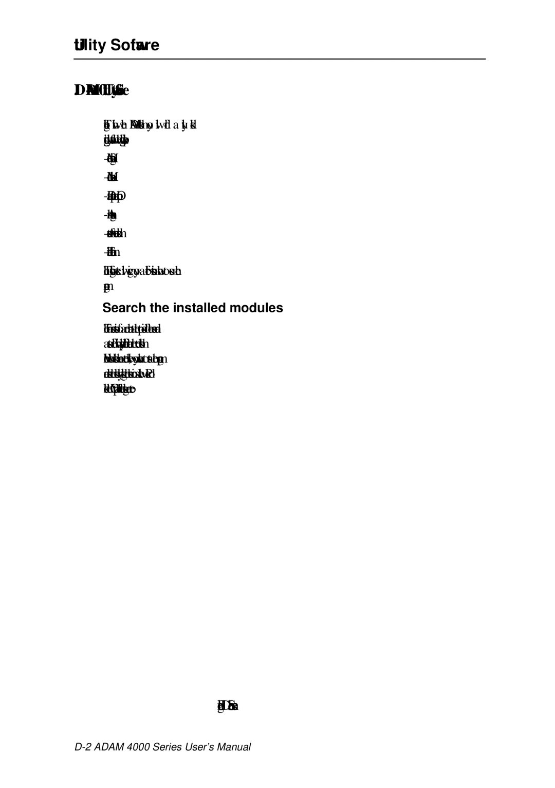Advantech ADAM 4000 user manual Utility Software, Search the installed modules 