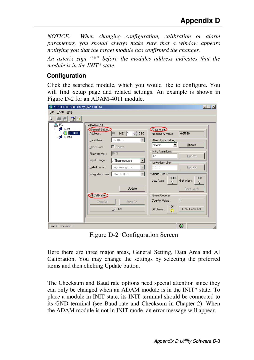 Advantech ADAM 4000 user manual Appendix D, Configuration 