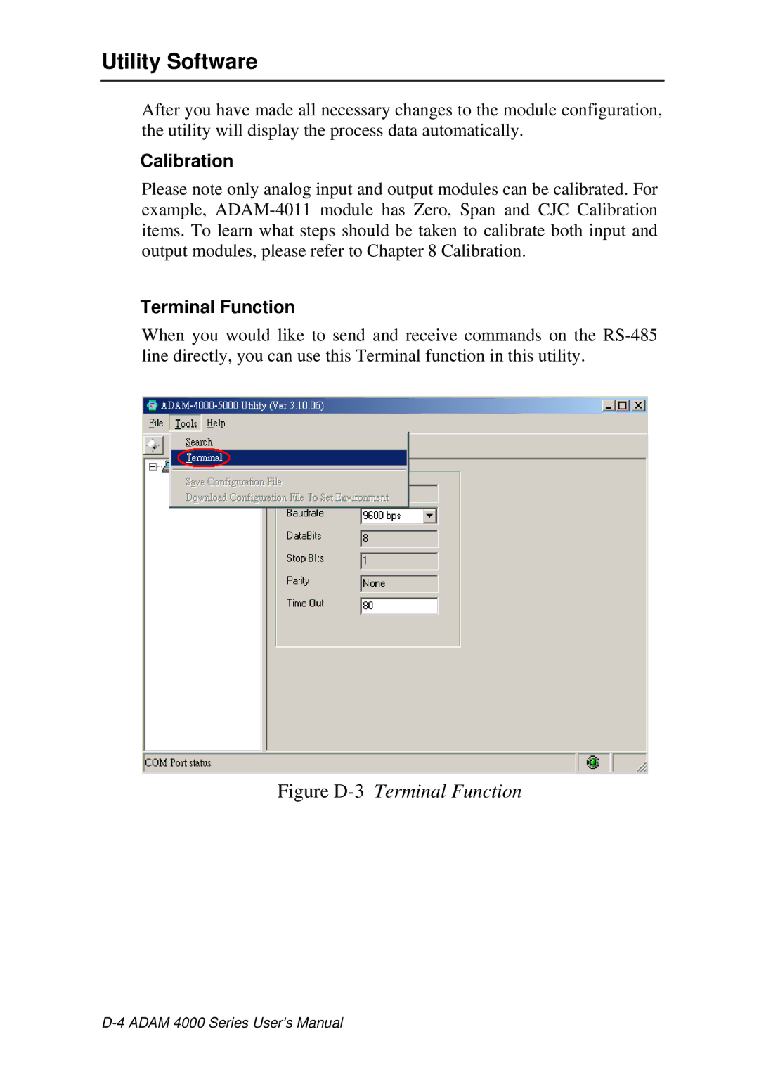 Advantech ADAM 4000 user manual Calibration, Terminal Function 