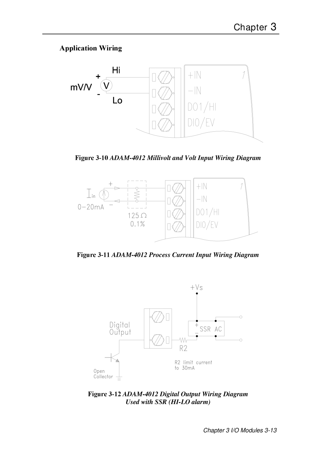 Advantech ADAM 4000 user manual 10ADAM-4012 Millivolt and Volt Input Wiring Diagram 