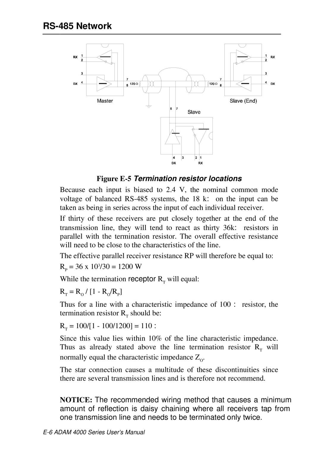 Advantech ADAM 4000 user manual Figure E-5Termination resistor locations 