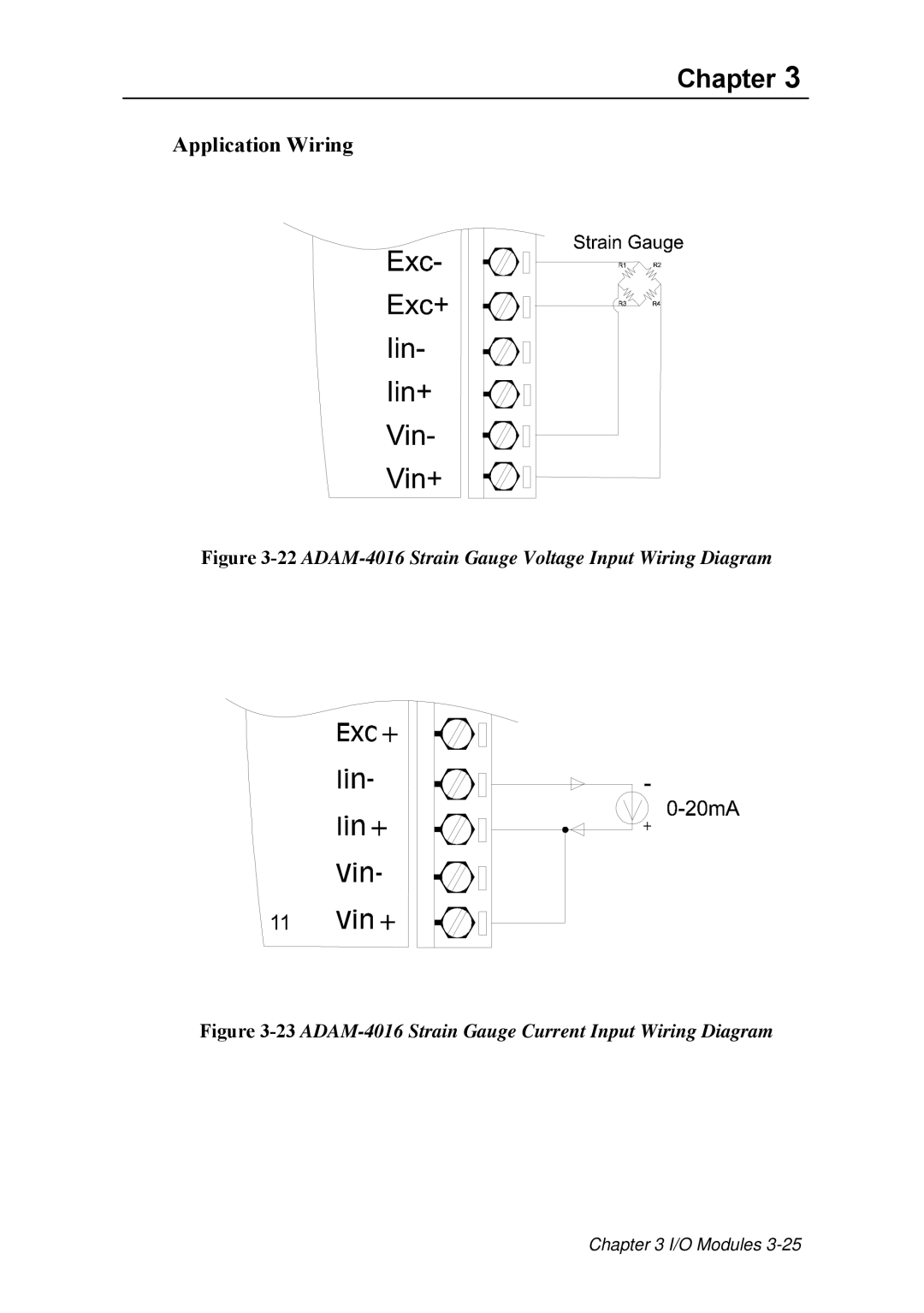 Advantech ADAM 4000 user manual 22ADAM-4016 Strain Gauge Voltage Input Wiring Diagram 