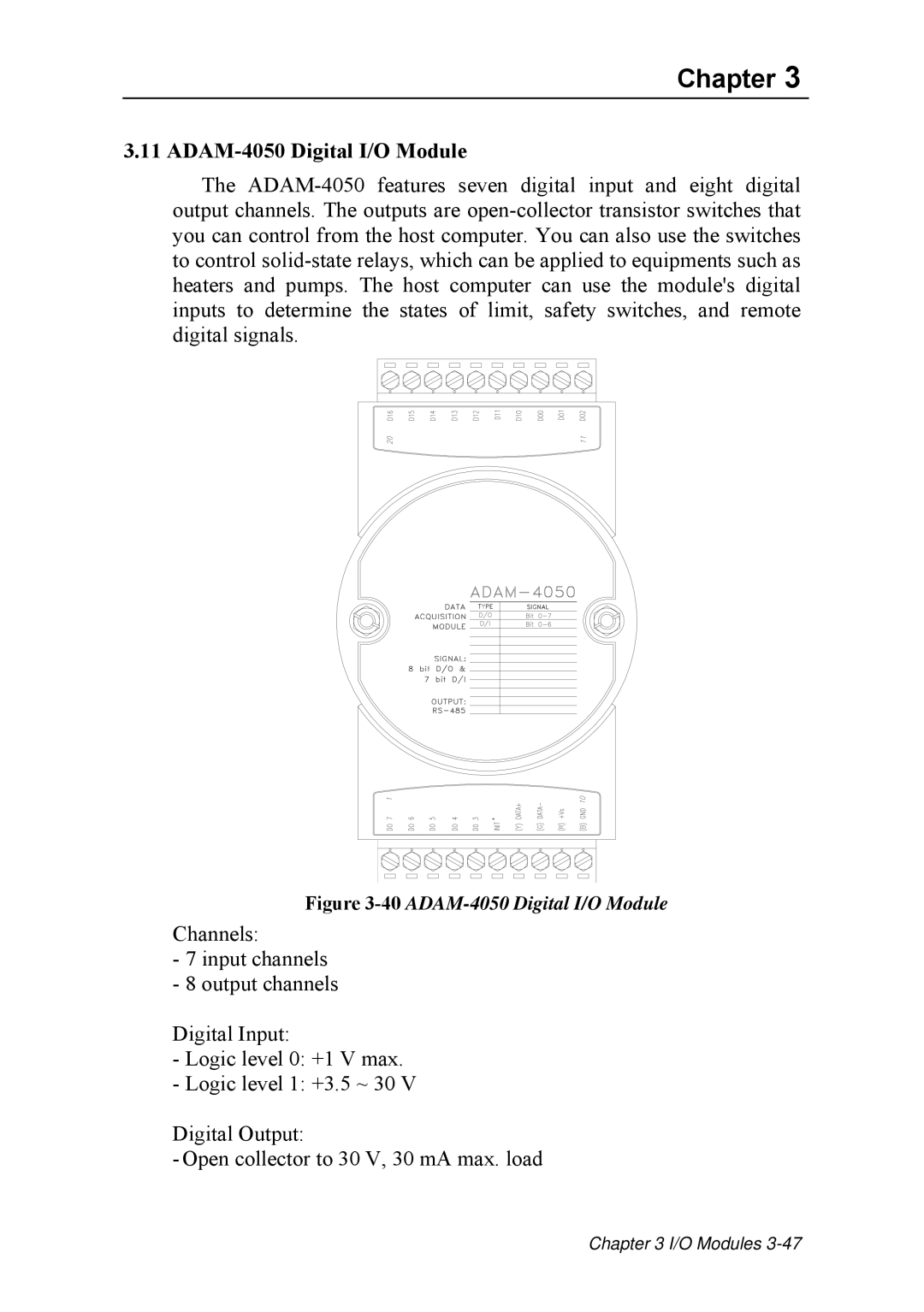 Advantech ADAM 4000 user manual 40ADAM-4050 Digital I/O Module 