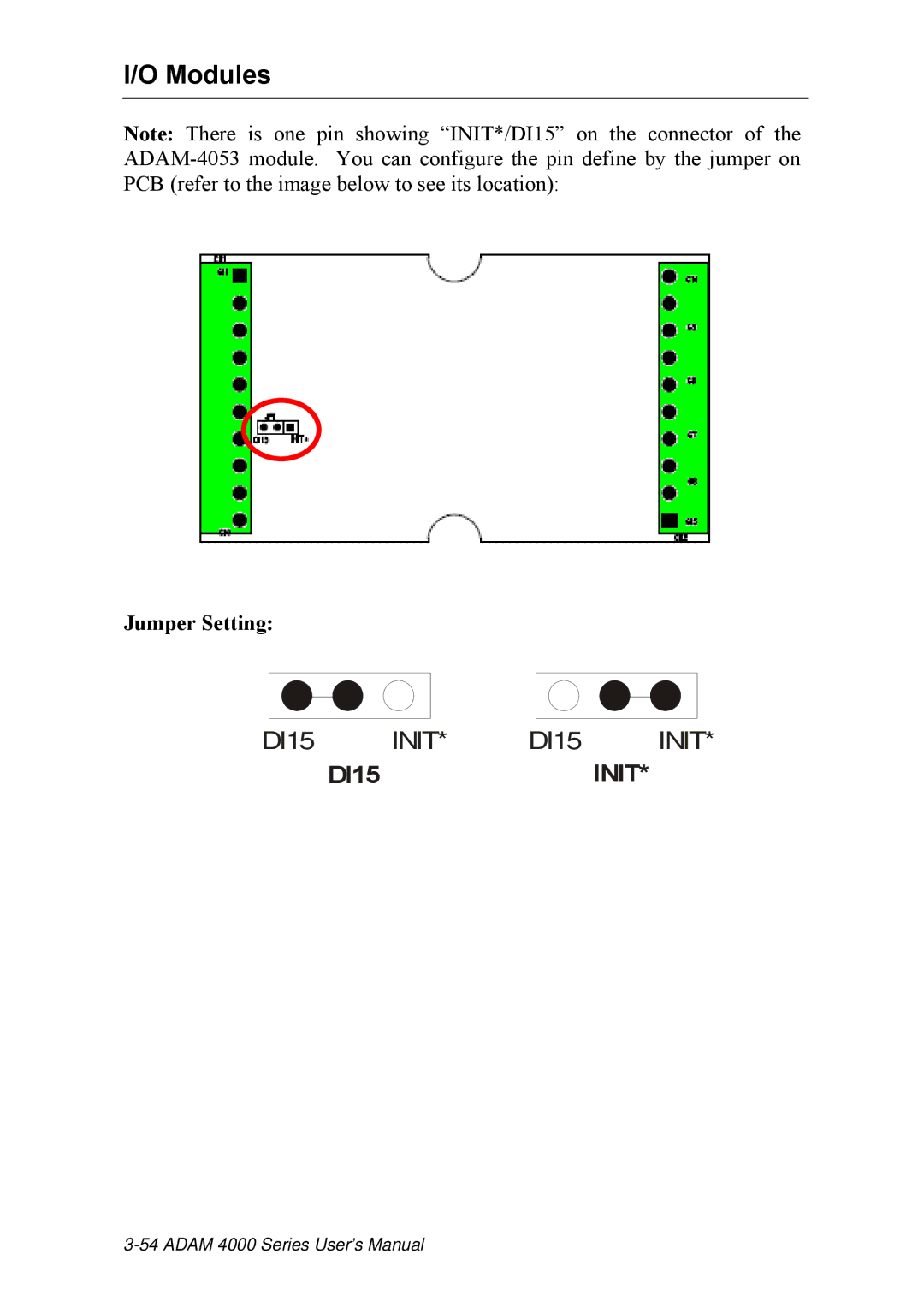 Advantech ADAM 4000 user manual Jumper Setting 