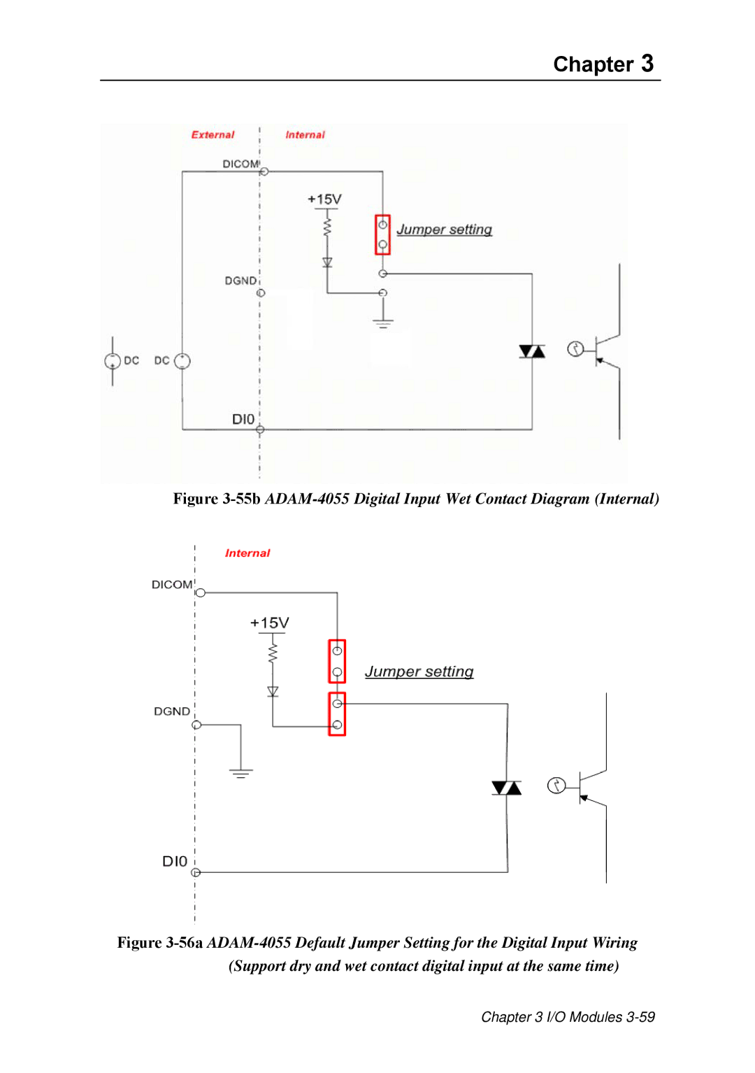 Advantech ADAM 4000 user manual 55bADAM-4055 Digital Input Wet Contact Diagram Internal 