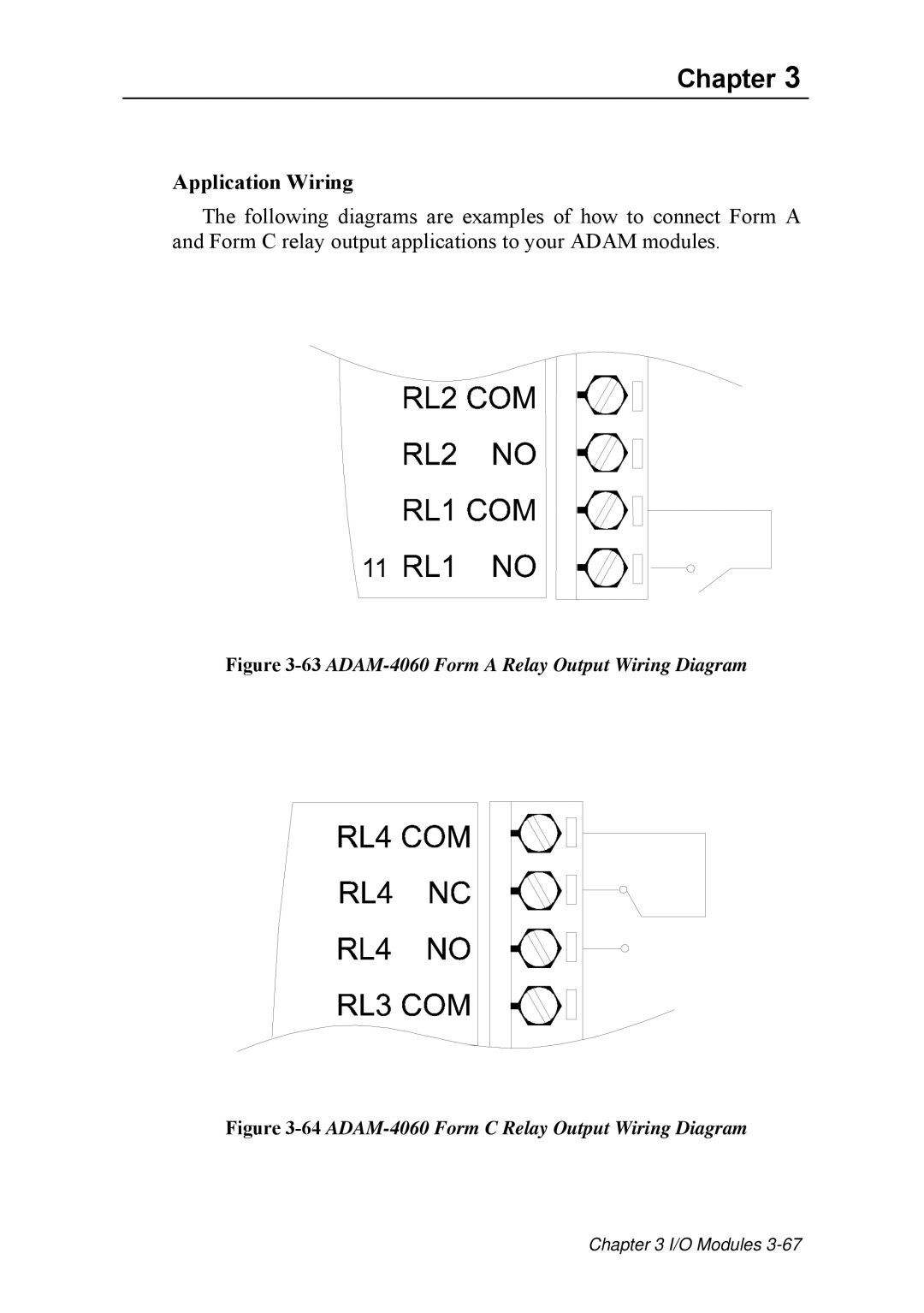 Advantech ADAM 4000 user manual 63ADAM-4060 Form a Relay Output Wiring Diagram 