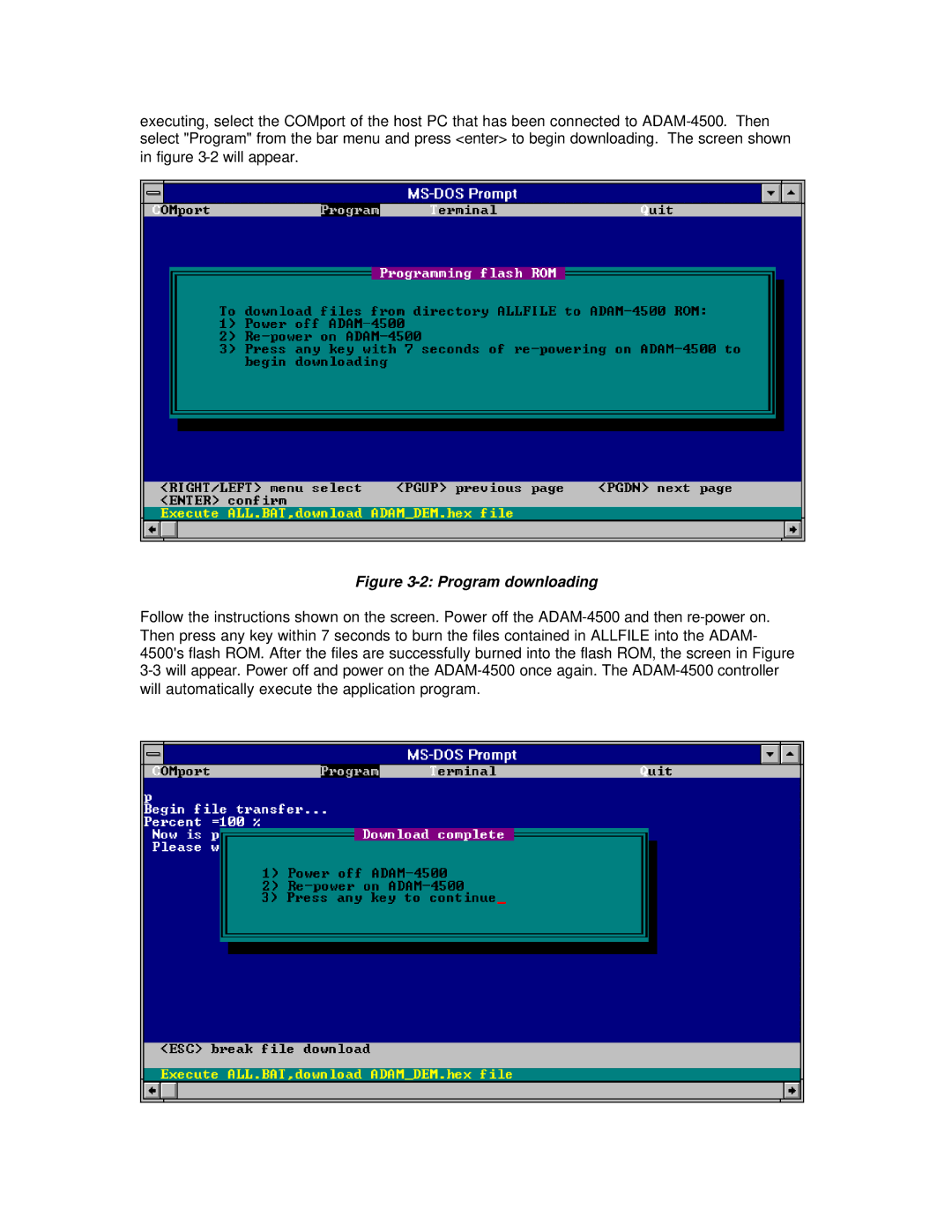 Advantech ADAM-4500 user manual Program downloading 