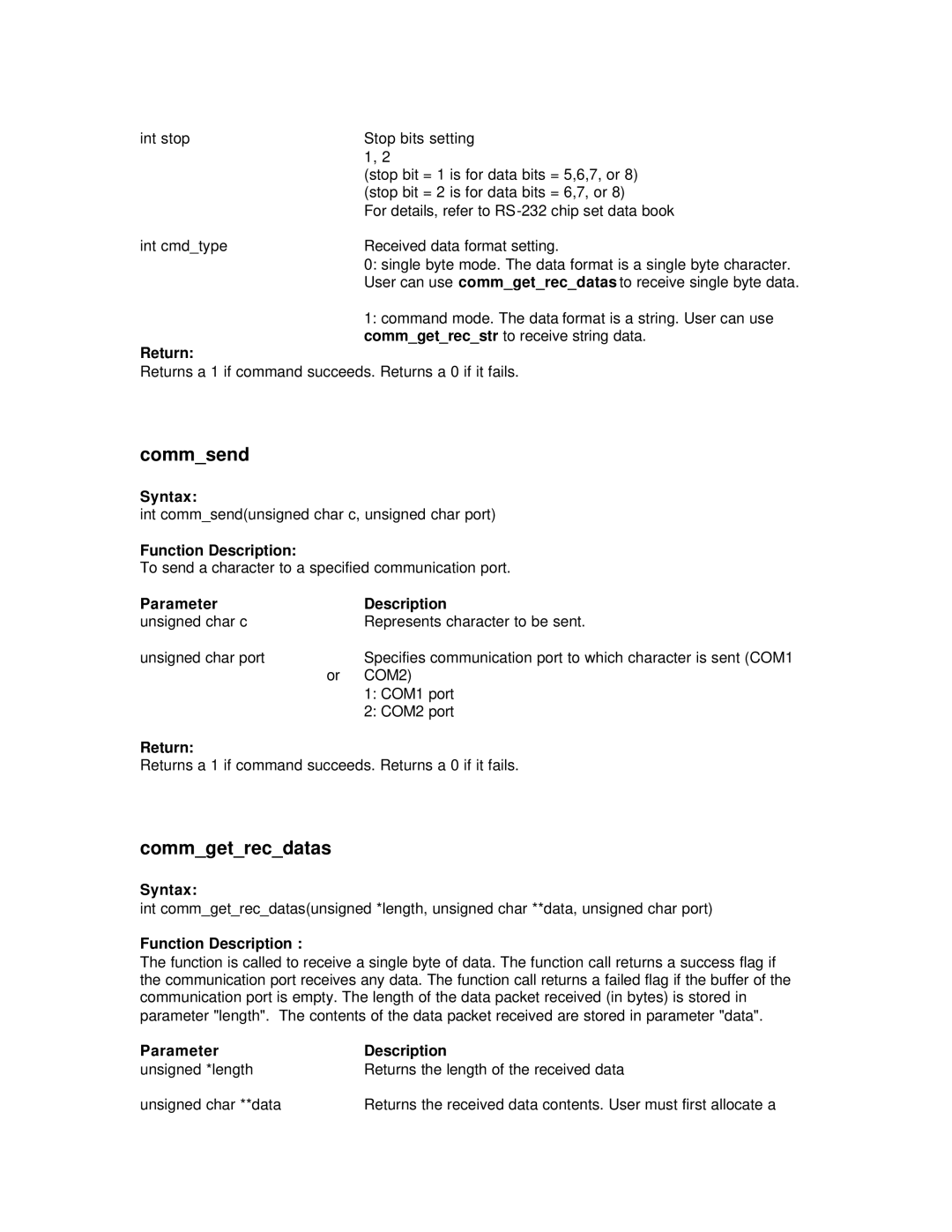 Advantech ADAM-4500 user manual Commsend, Commgetrecdatas 