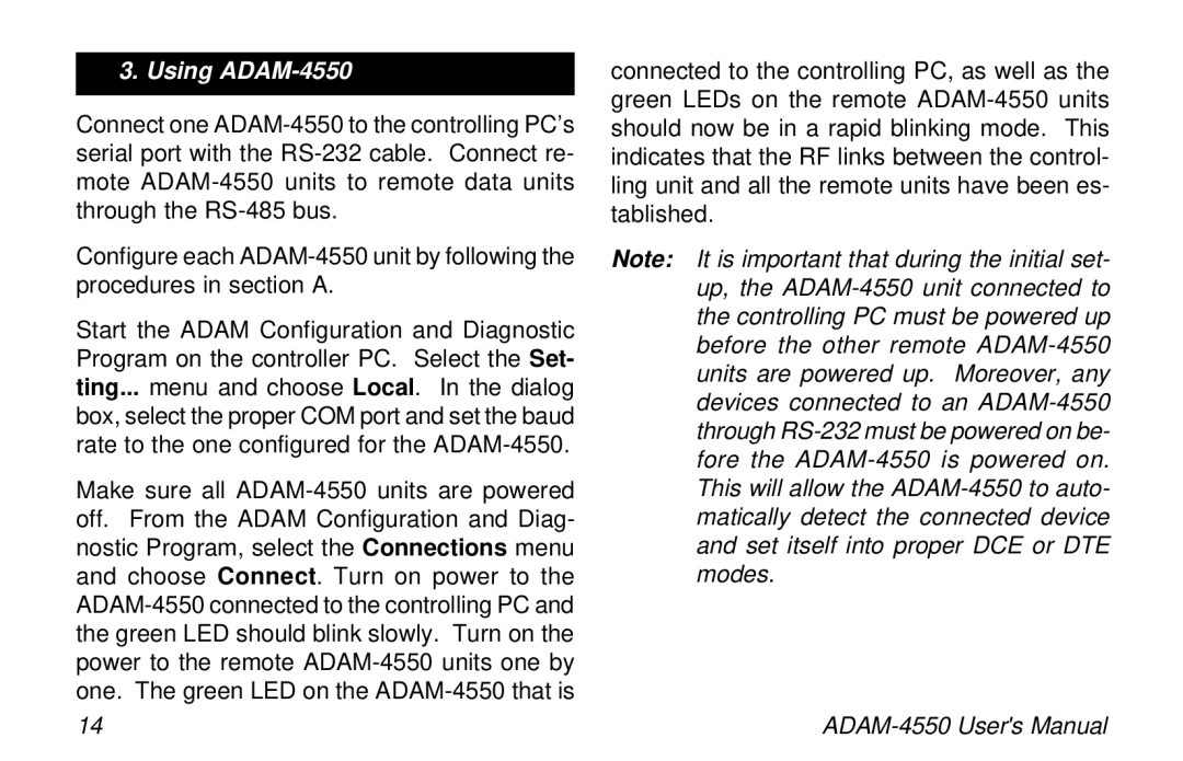 Advantech user manual Using ADAM-4550 