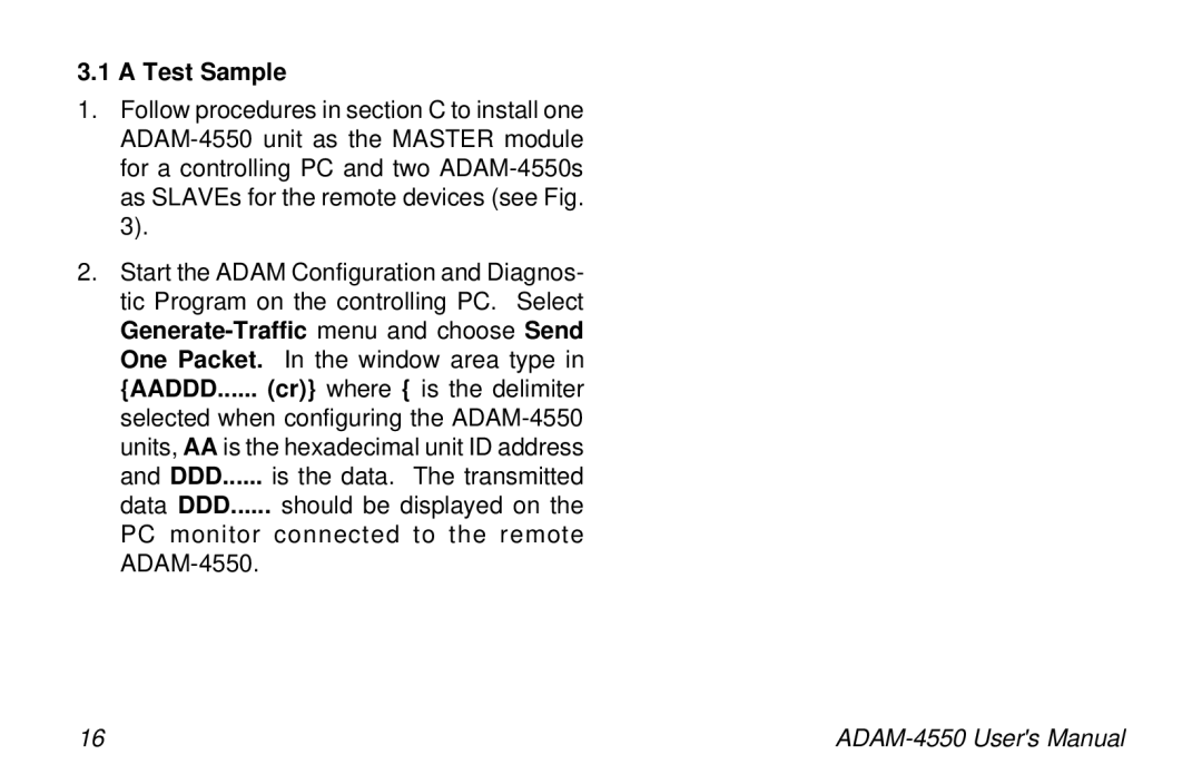 Advantech ADAM-4550 user manual Test Sample 