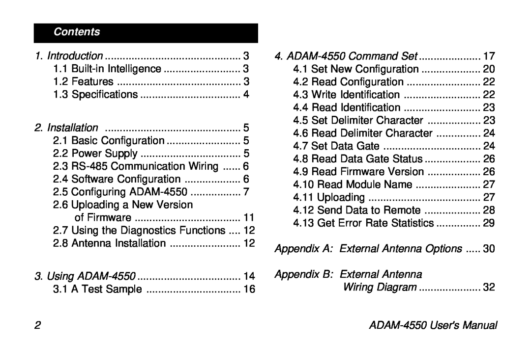 Advantech ADAM-4550 user manual Contents 