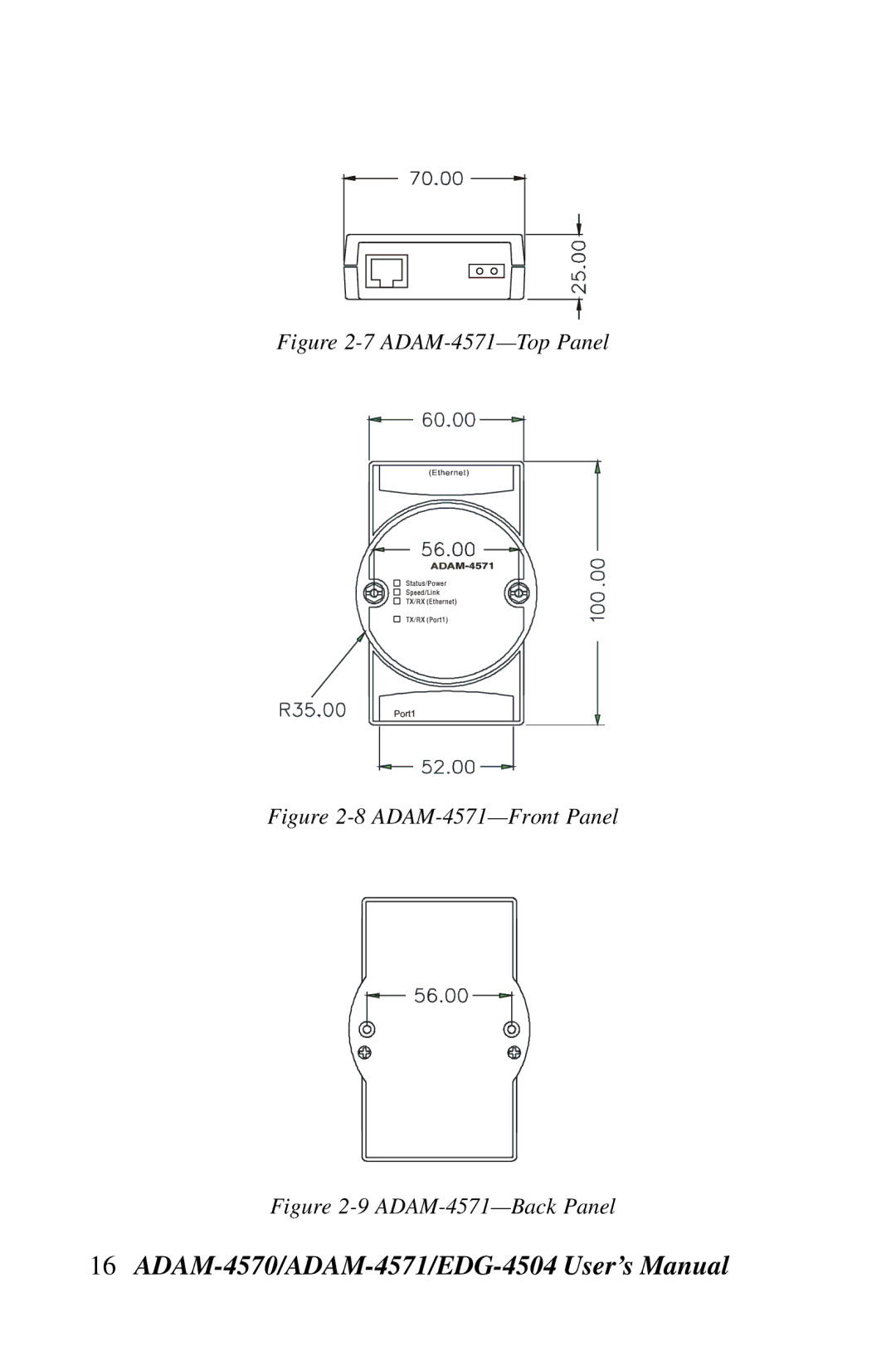 Advantech EDG-4504, ADAM-4570 user manual ADAM-4571-T op Panel 