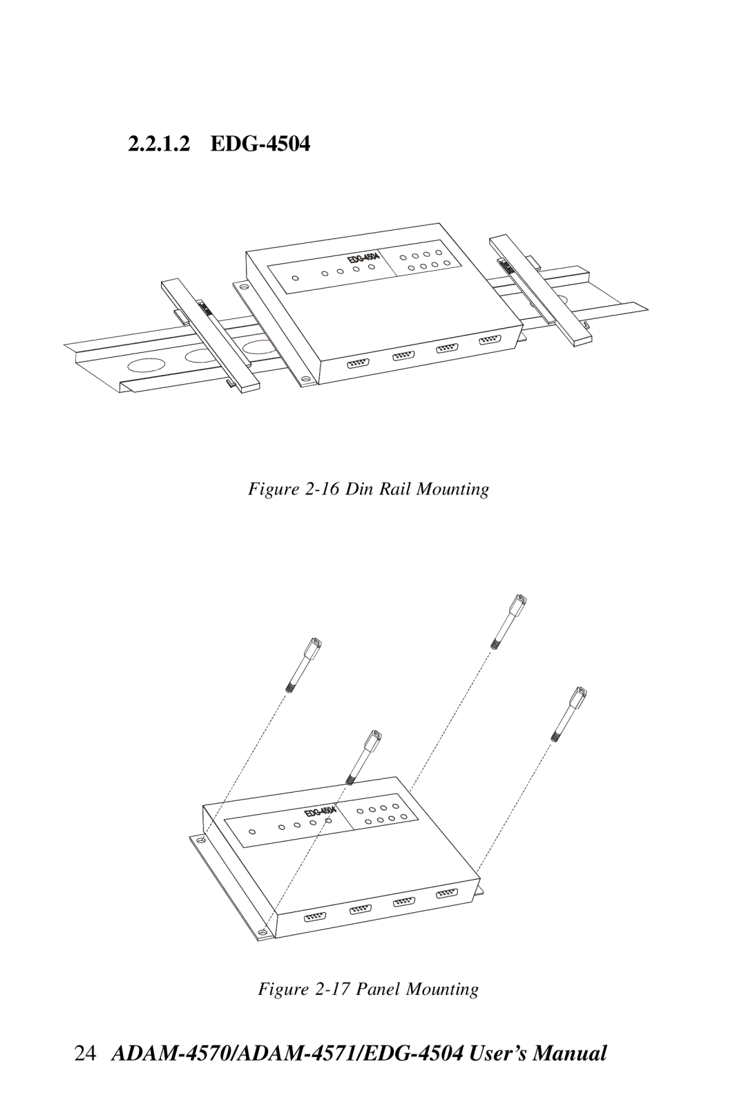 Advantech ADAM-4570, ADAM-4571, EDG-4504 user manual Din Rail Mounting 