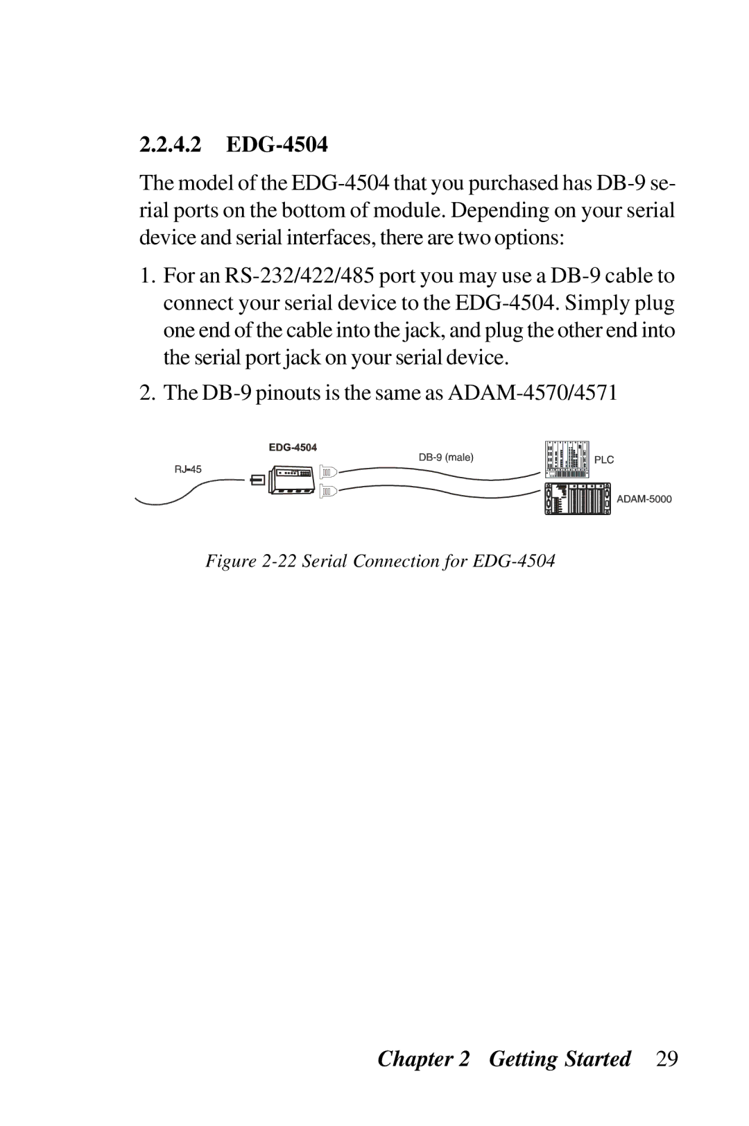 Advantech ADAM-4571, ADAM-4570 user manual Serial Connection for EDG-4504 